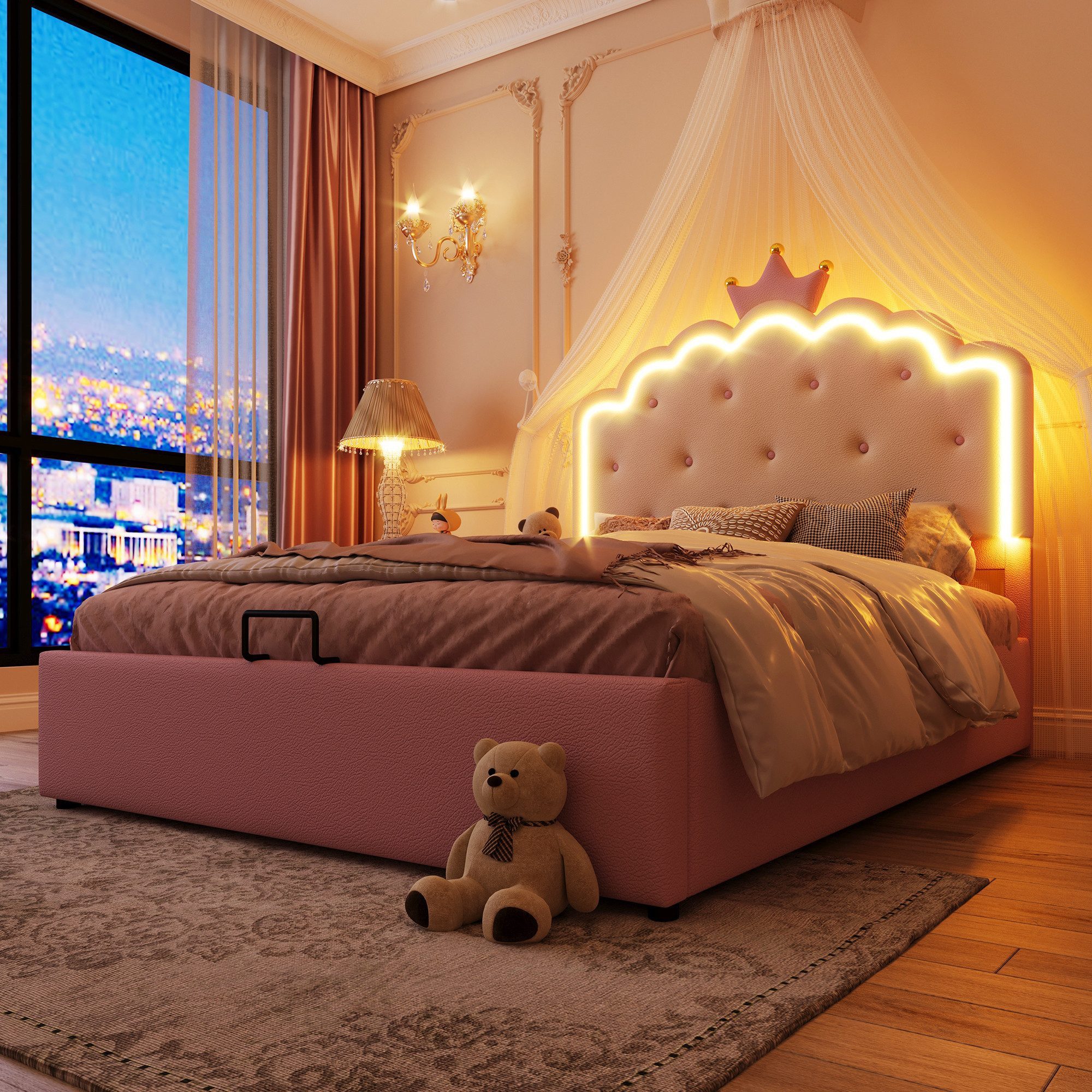 TavilaEcon Prinzessinbett Kinderbett, PU-Material, Lattenrost, mit günstig online kaufen