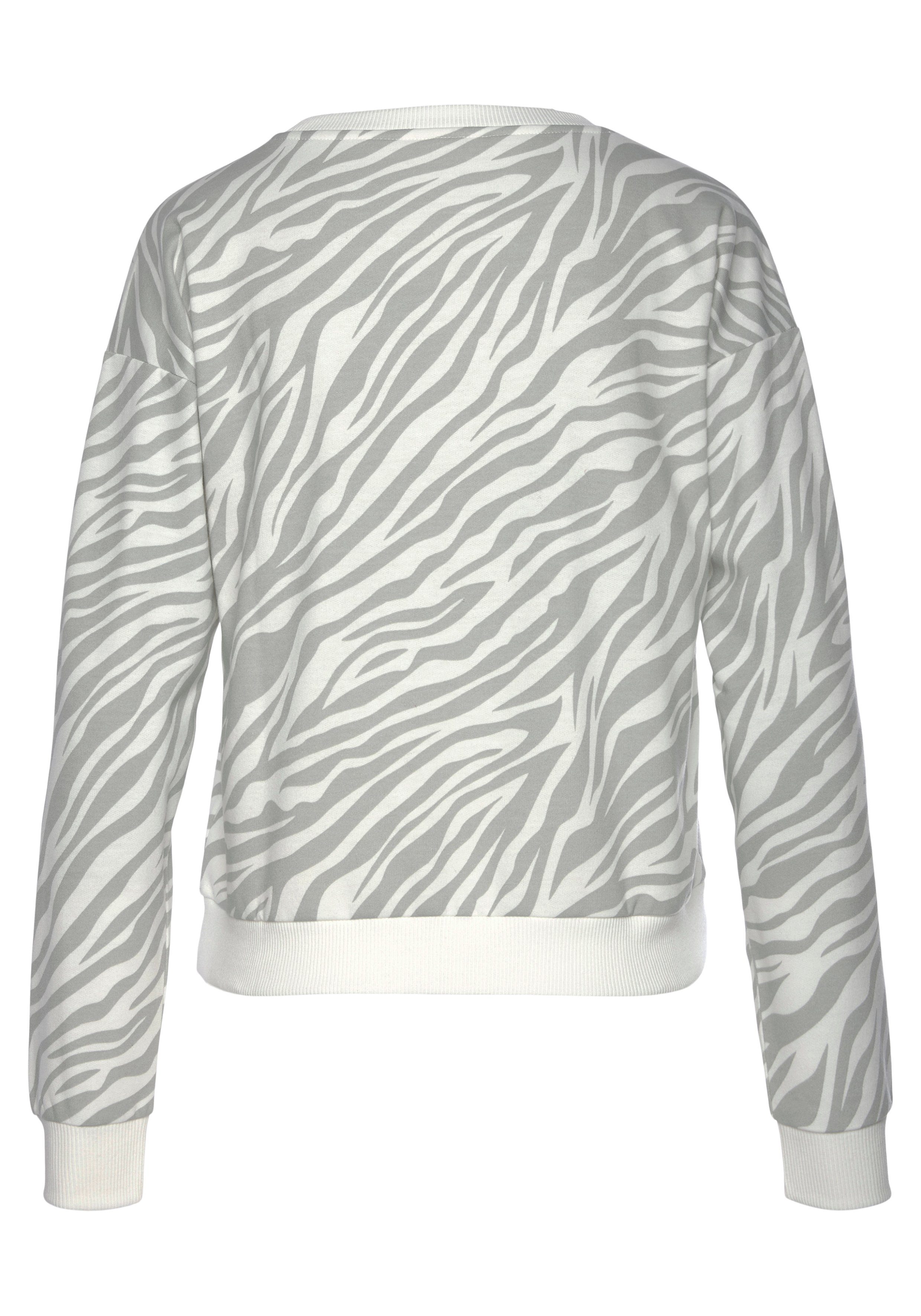 LASCANA zebra Sweater aus Sweatmaterial gestreift weichem grau