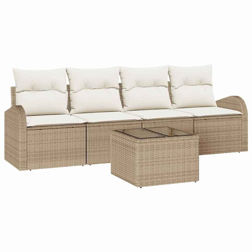 vidaXL Loungesofa Garten-Sofa-Set 5 pcs Beige 55 x 55 x 37 cm Poly Rattan, 5 Teile