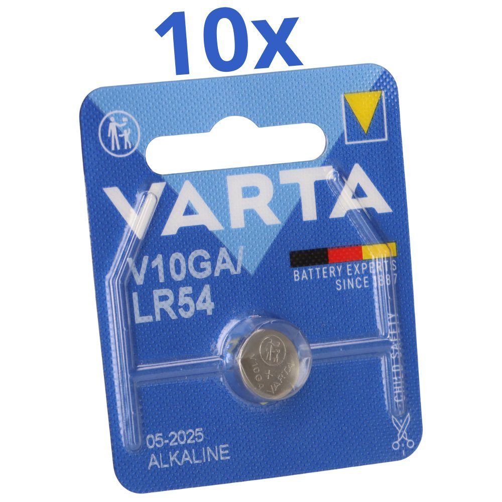 VARTA 10x Varta Knopfzelle Electronics V 10 GA Alkaline 1,5 V 1er Blister Knopfzelle