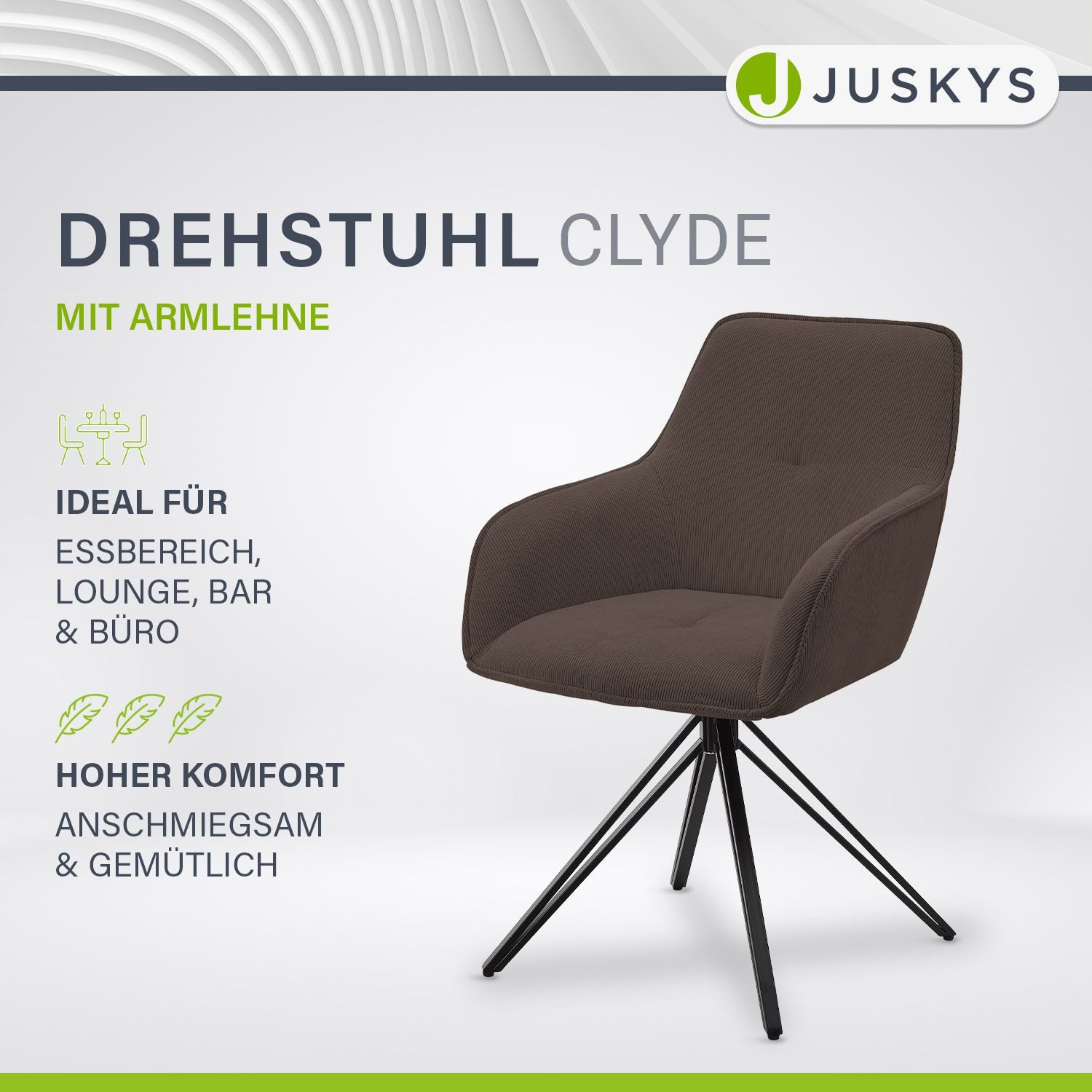 Juskys Esszimmerstuhl Clyde, modern, Stoff Bezug, günstig online kaufen
