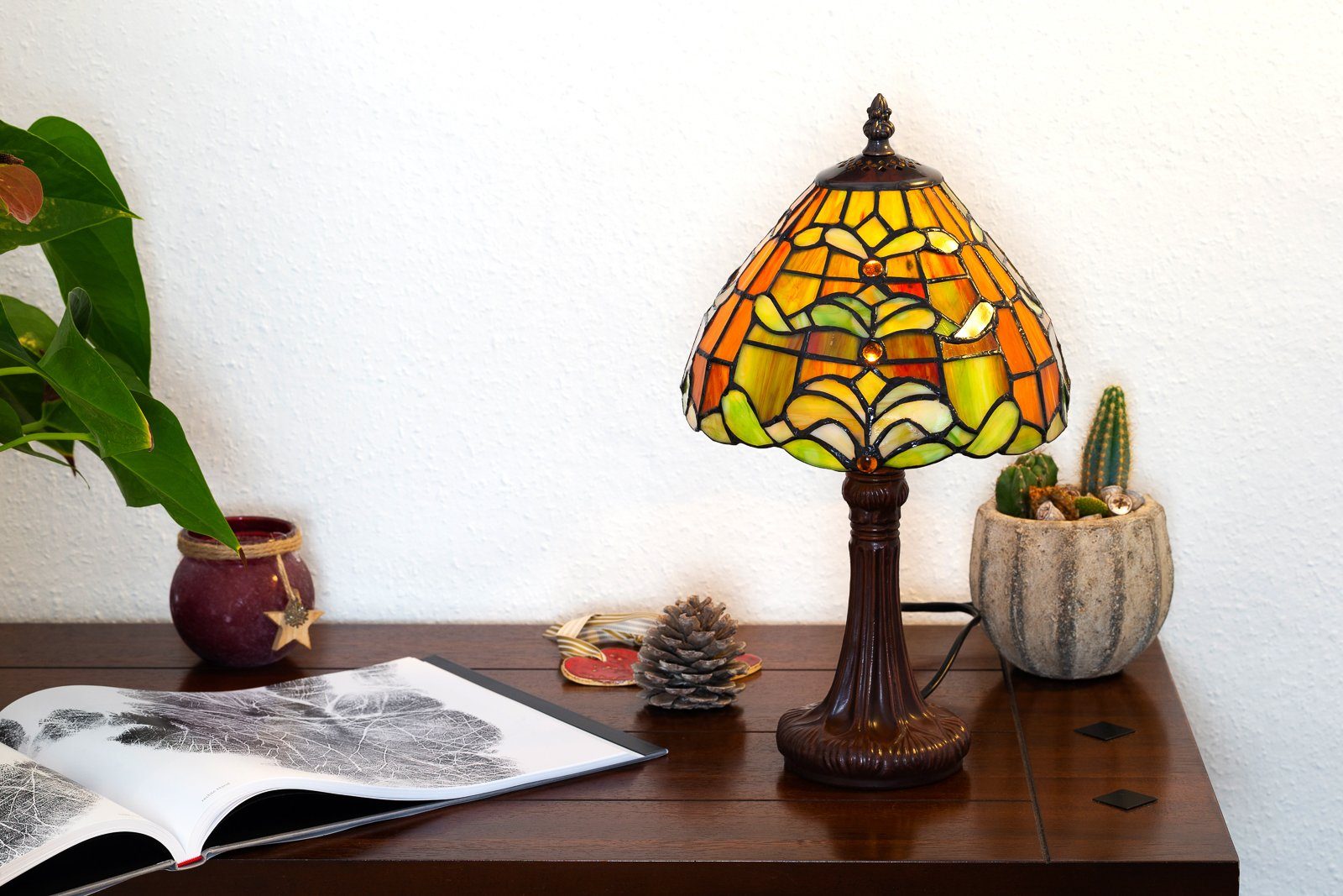 BIRENDY Stehlampe bunt Tiffany Tischlampe Dekorationslampe Motiv Ti151 Mosaik Lampe