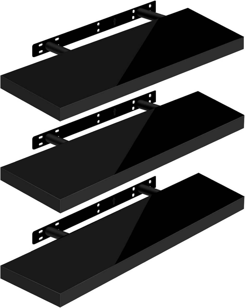Woltu Wandregal, 3-tlg., Wandboard freischwebend Schweberegal Holz Board