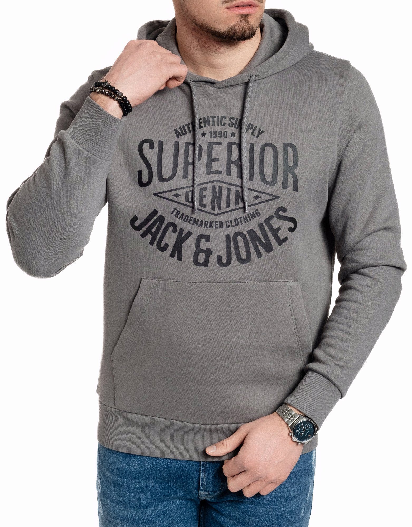 mit Logodruck, Kängurutasche, Sedona-Black-SUP Jones unifarben, & Kapuze Kapuzensweatshirt mit mit Jack