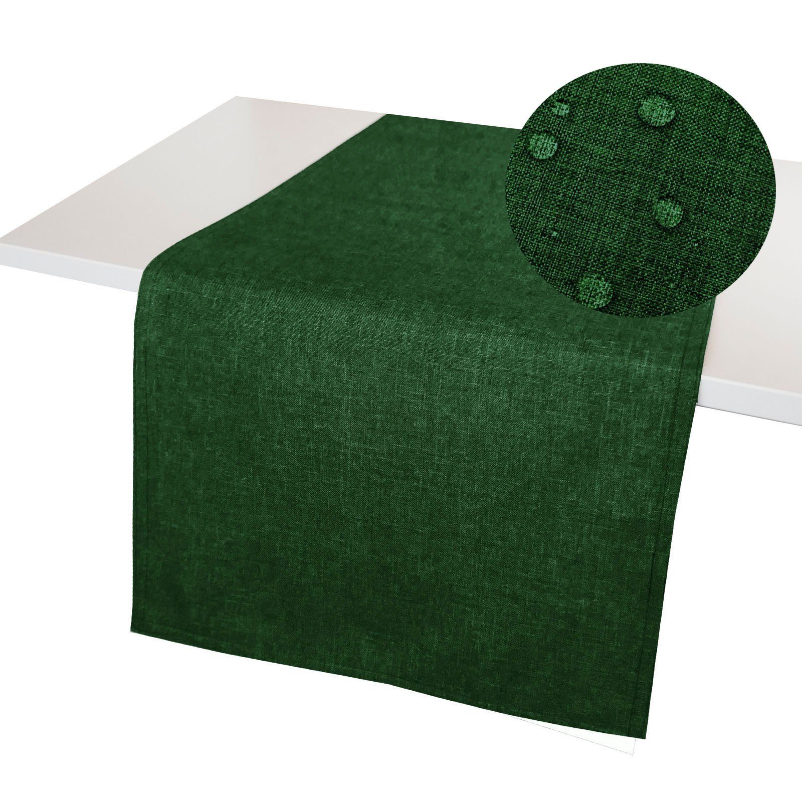 Brilliant Tischläufer LEINEN-OPTIK Fleckschutz Lotuseffekt Tischläufer Windstabil, waschbar Dunkelgrün