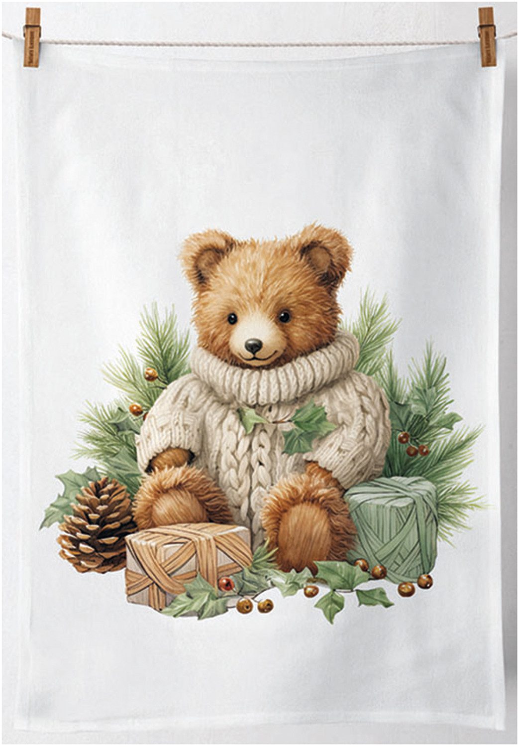 Ambiente® Geschirrtuch Cuddle bear, (1-tlg., 1-teilig), Geschirrtücher ca.50x70cm Baumwolle, Geschirrhandtuch