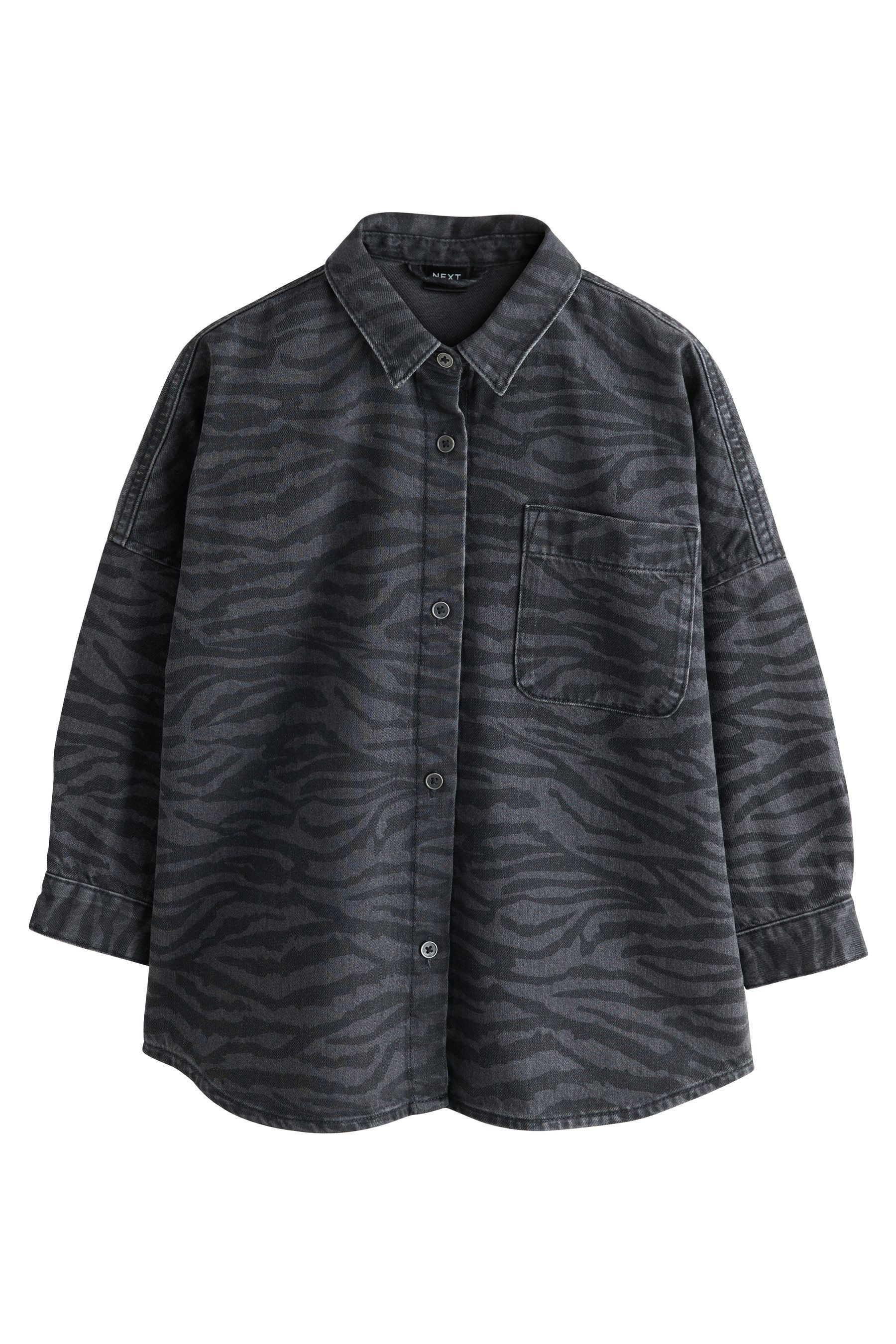 Next Jeanshemd Denimhemd mit Animal-Print (1-tlg)