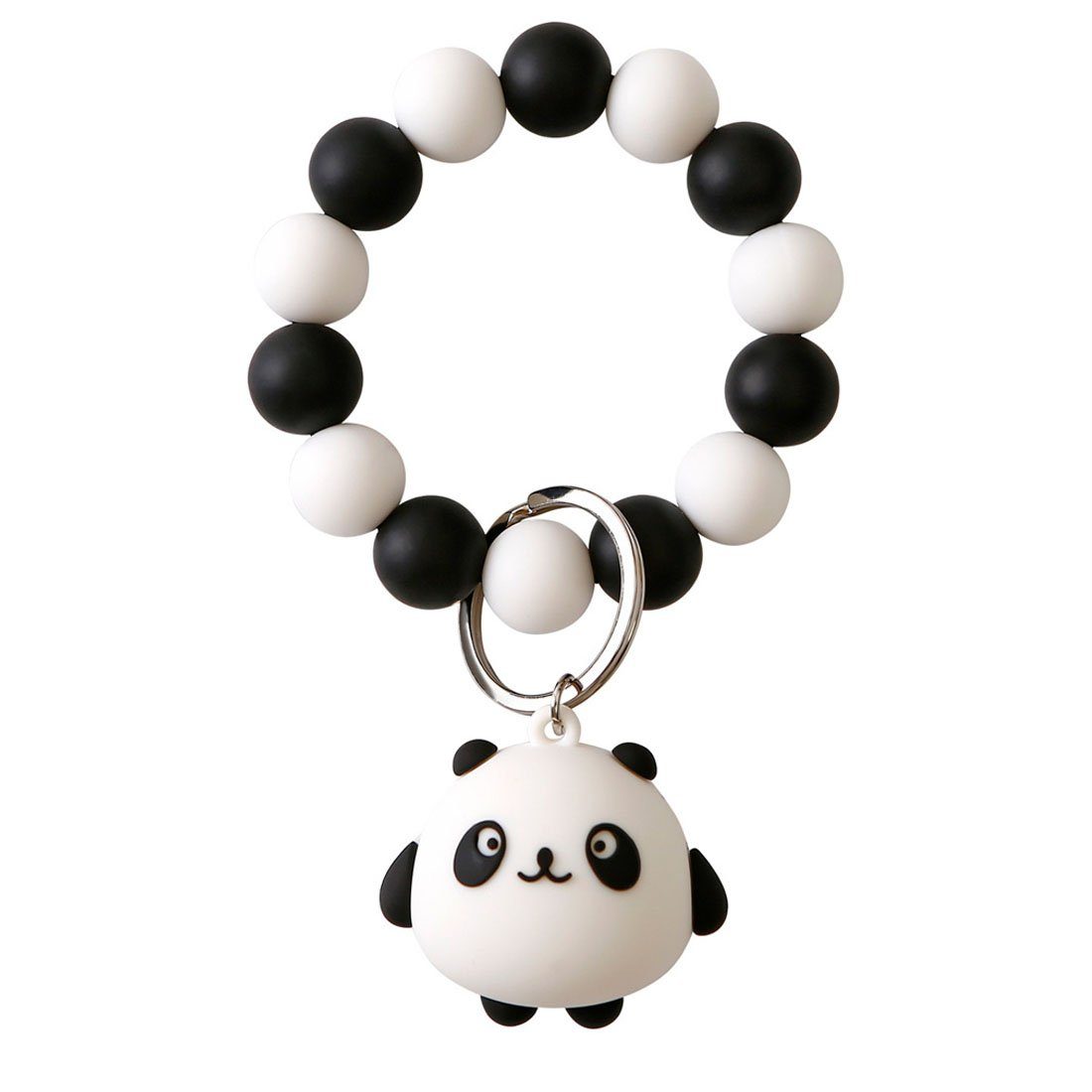 DÖRÖY Schlüsselanhänger Panda Silikon-Schlüsselanhänger für das Handgelenk mit Perlen Schwarz | Schlüsselanhänger