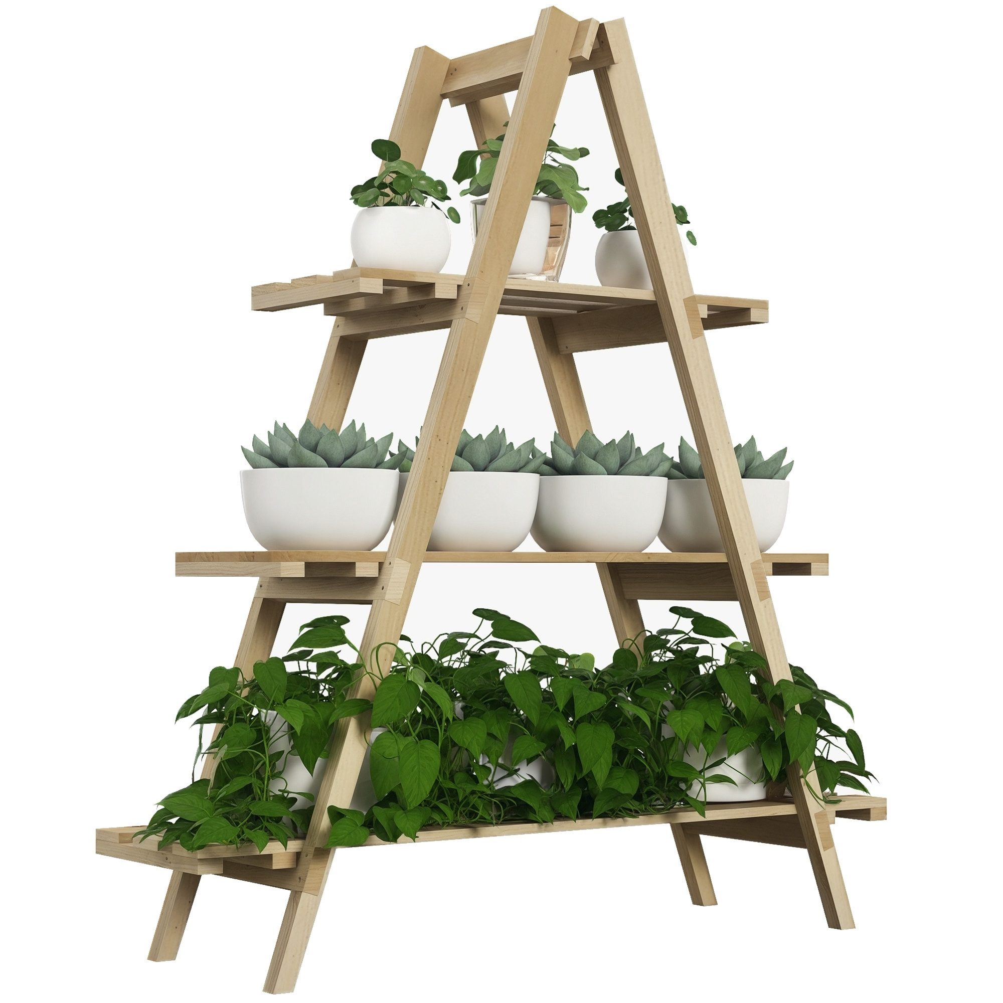 MC Star Hochbeet 3-stufiger vertikaler Pflanzenständer (mit Latten aus Tanne, 100 x 36 x 112 cm, Holzfarbe)