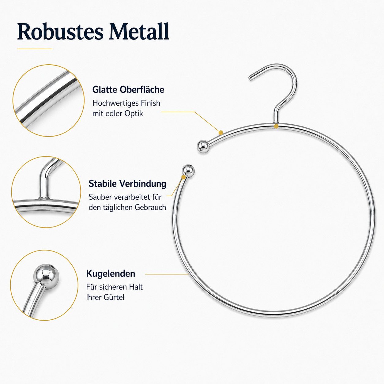 ReWu Gürtelhalter Gürtelring Metall für den Schrank 15 cm