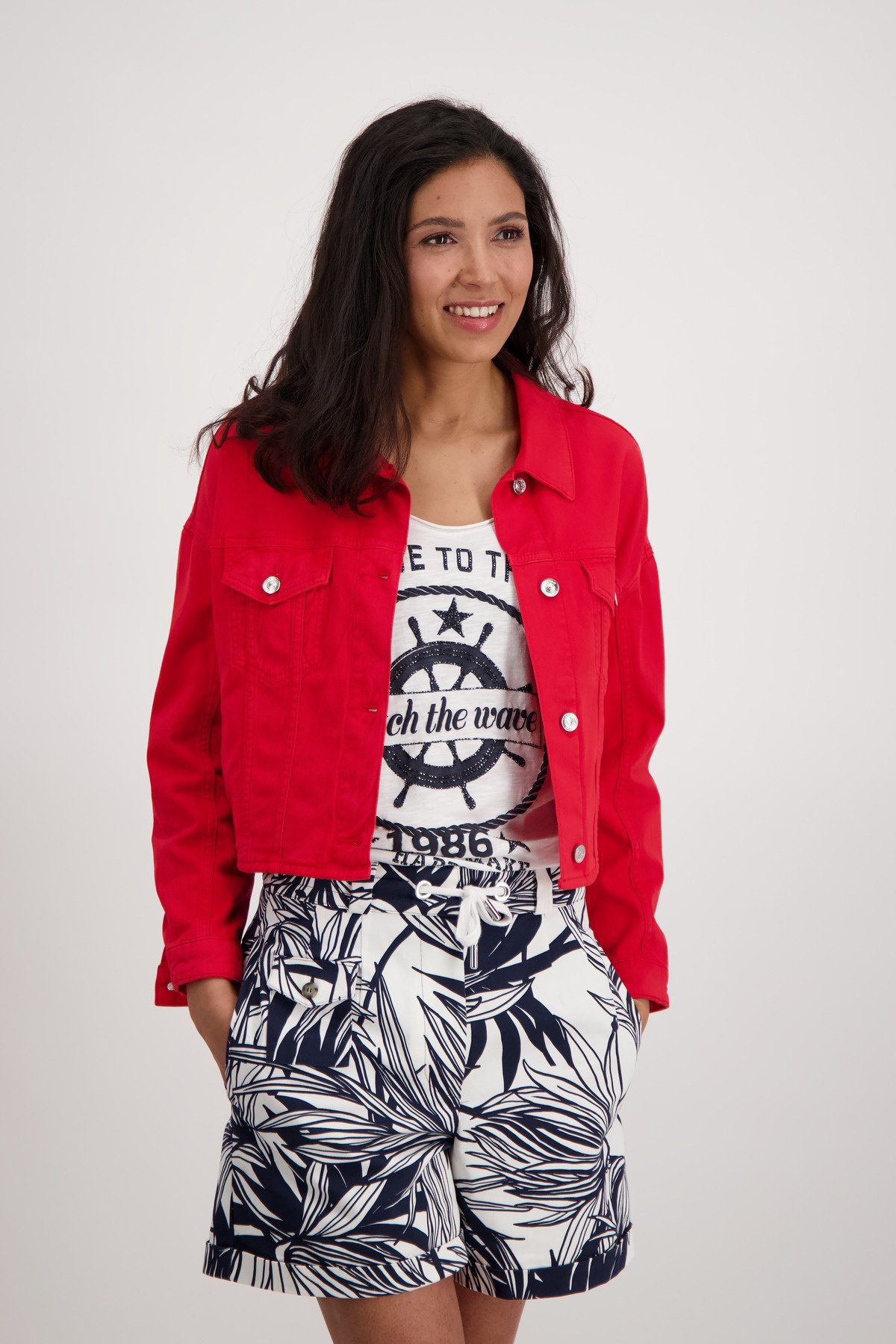 Jeansjacke Langarm Jeansjacke zum Knöpfen