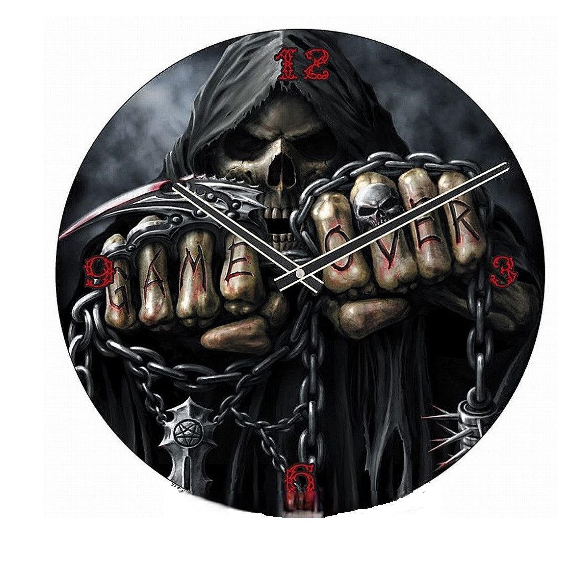 Spiral Tasse Spiral Wanduhr rund, Glas Uhr - Game Over, Material: Glas