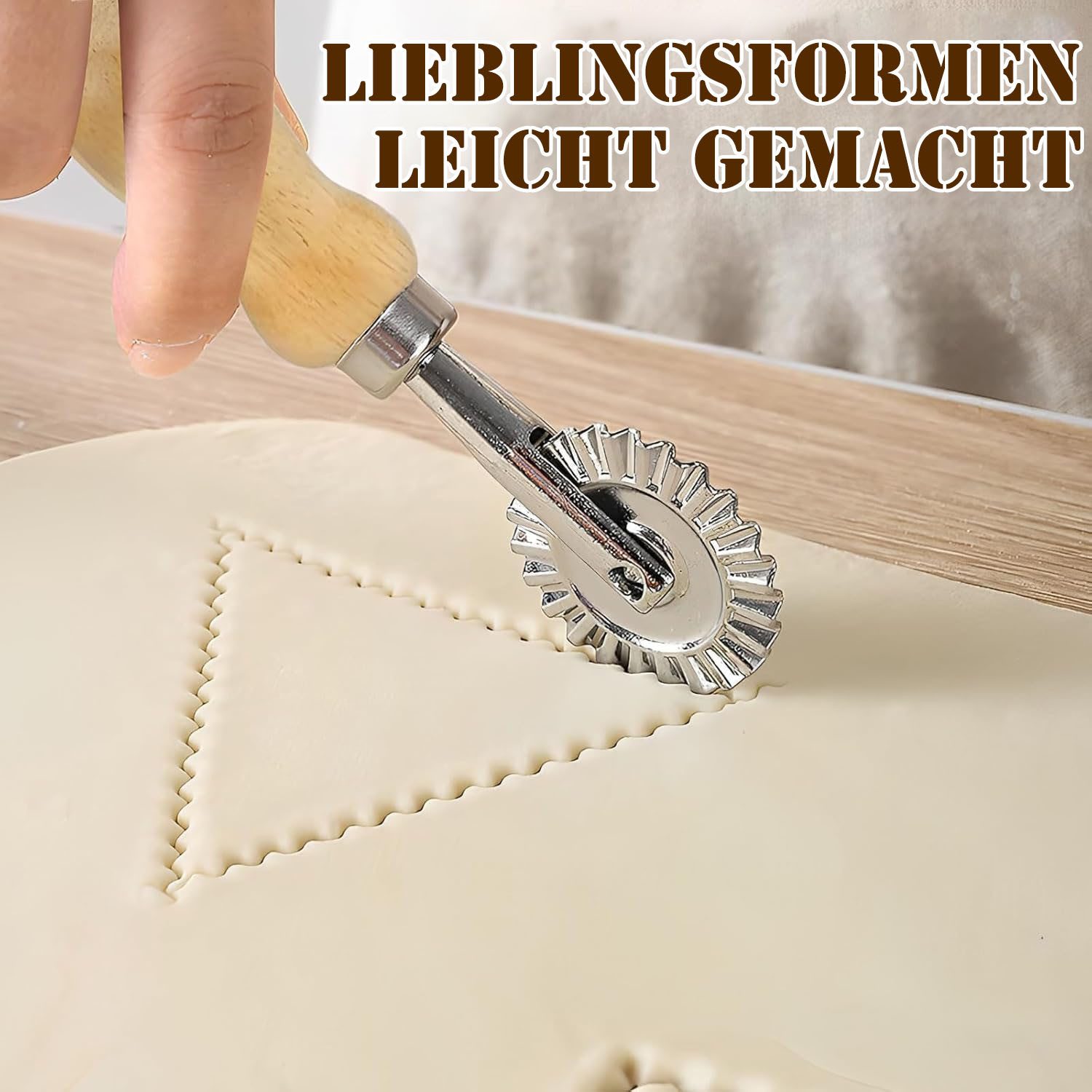 SURFOU Nudelmaschine 9 Stück Nudelherstellungs Set Edelstahl Effizientes, mit Ravioli Stempel Ausstechern Nudelhölzern Teigschneider Tortellini – Bild 5 von 5