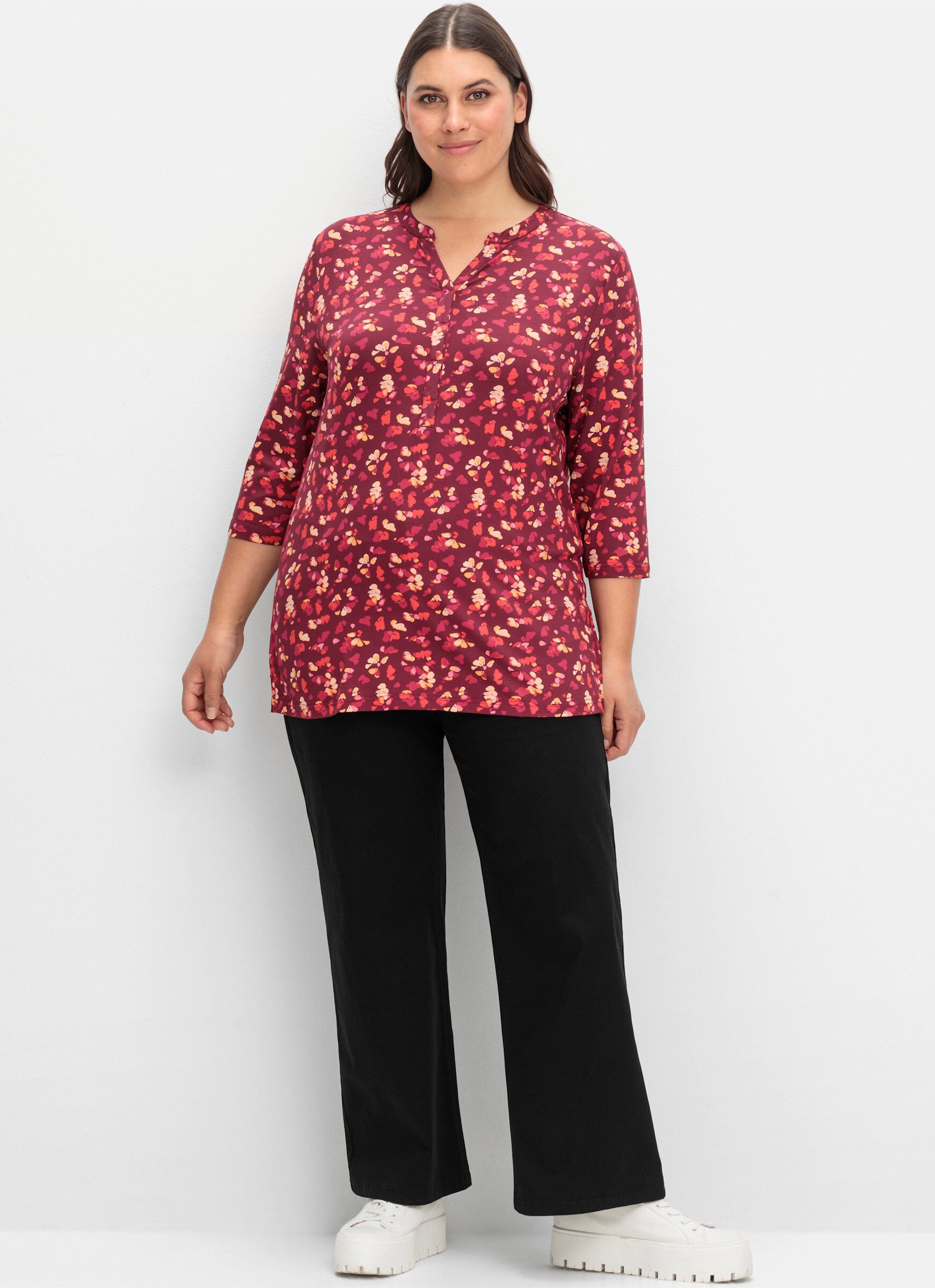 Sheego T-Shirt 3/4-Arm-Shirt . mit Blumendruck, aus Viskosejersey günstig online kaufen