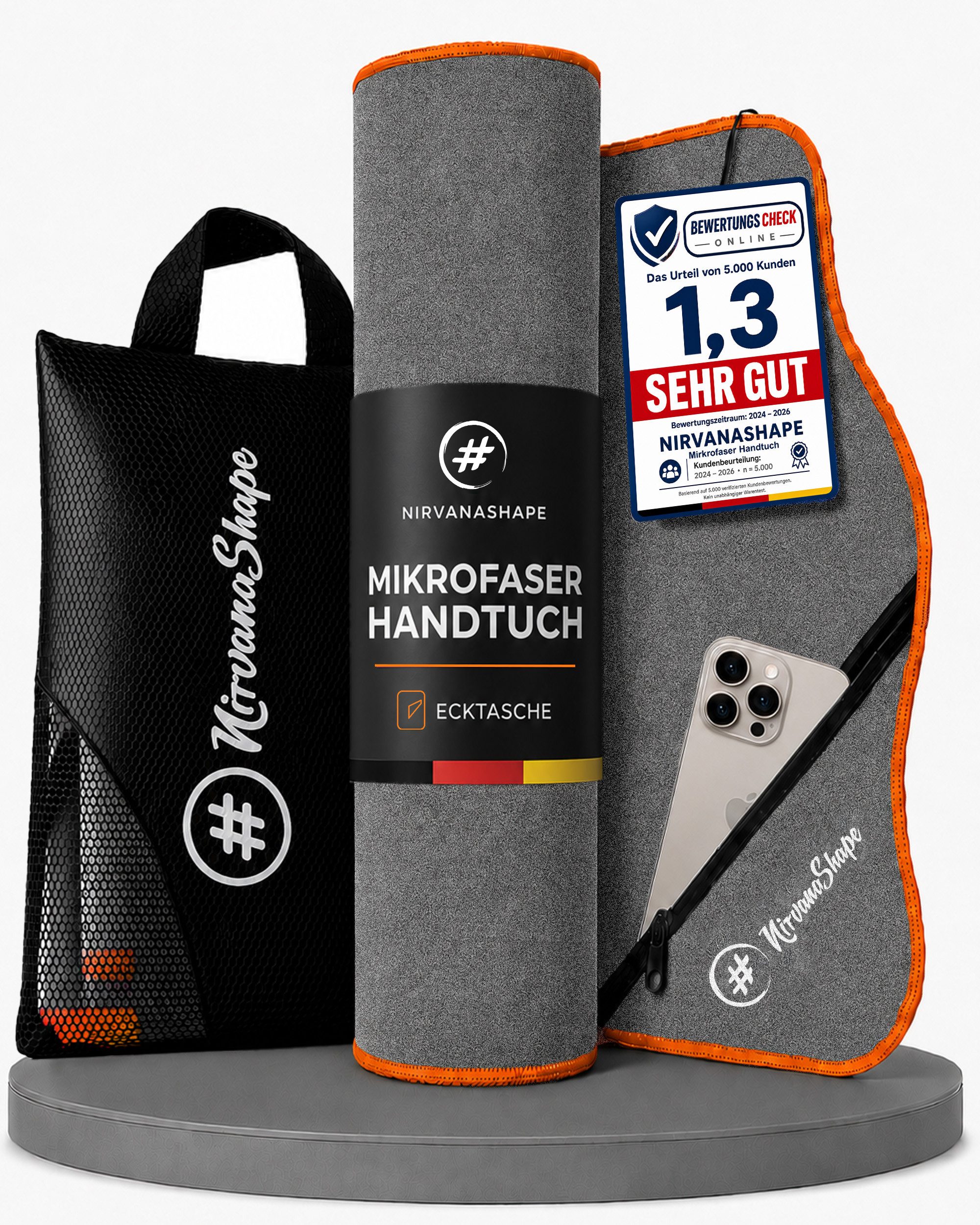 NirvanaShape Sporthandtuch Mikrofaser Handtuch, Microfaser Handtücher als Reisehandtuch, saugfähig, leicht, schnelltrocknend, für Reisen, Fitness, Yoga, Sauna