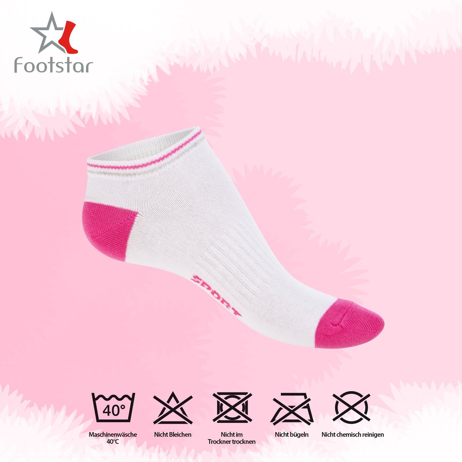 Damen Söckchen Grau-Multicolor Paar) Footstar Kurze süße (8 Muster Sneakersocken Sneaker mit Socken