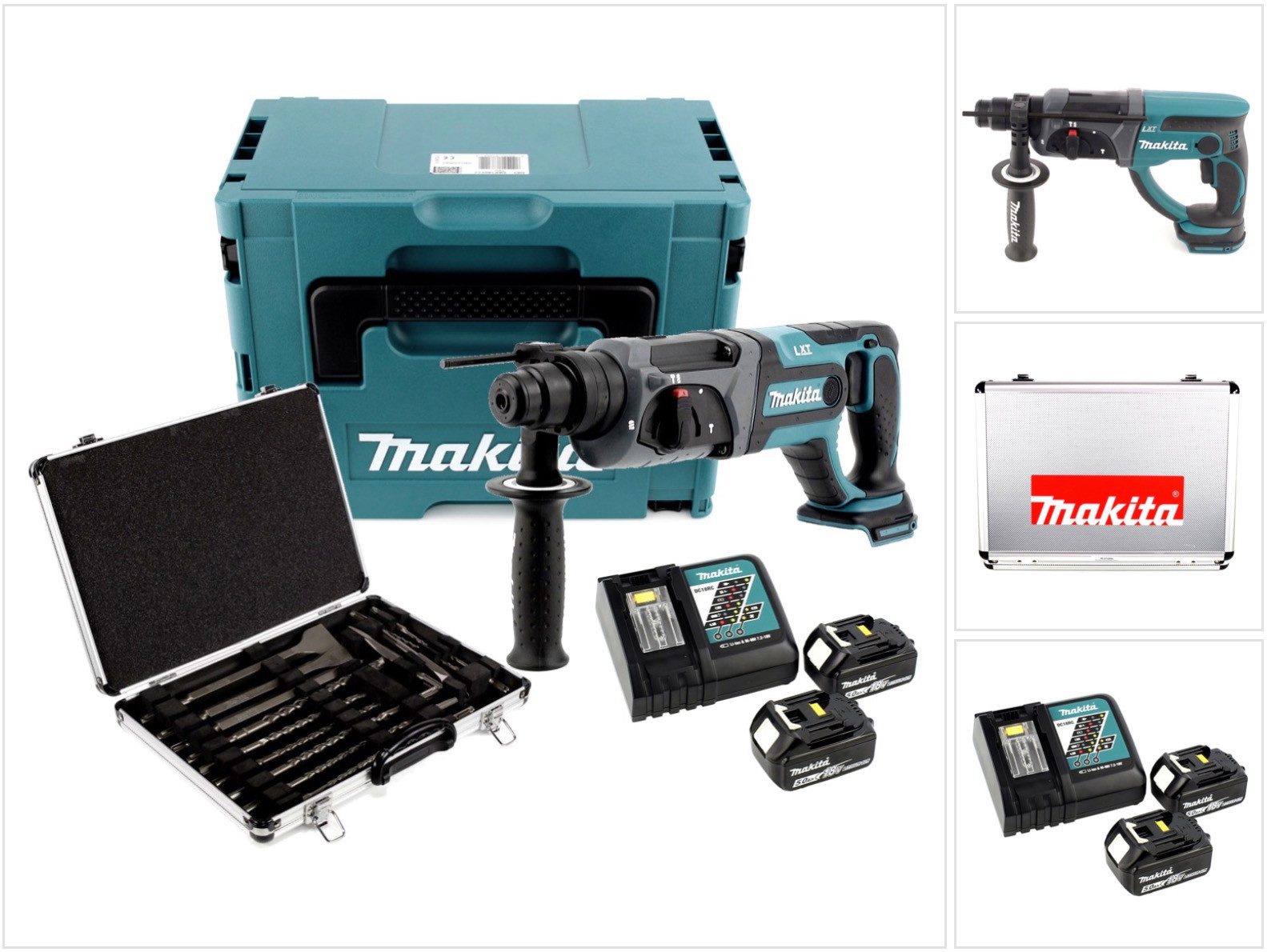 Makita Akku-Bohrhammer DHR 241 RTJ 18 V Li-Ion mit SDS-Plus Aufnahme im Makpac