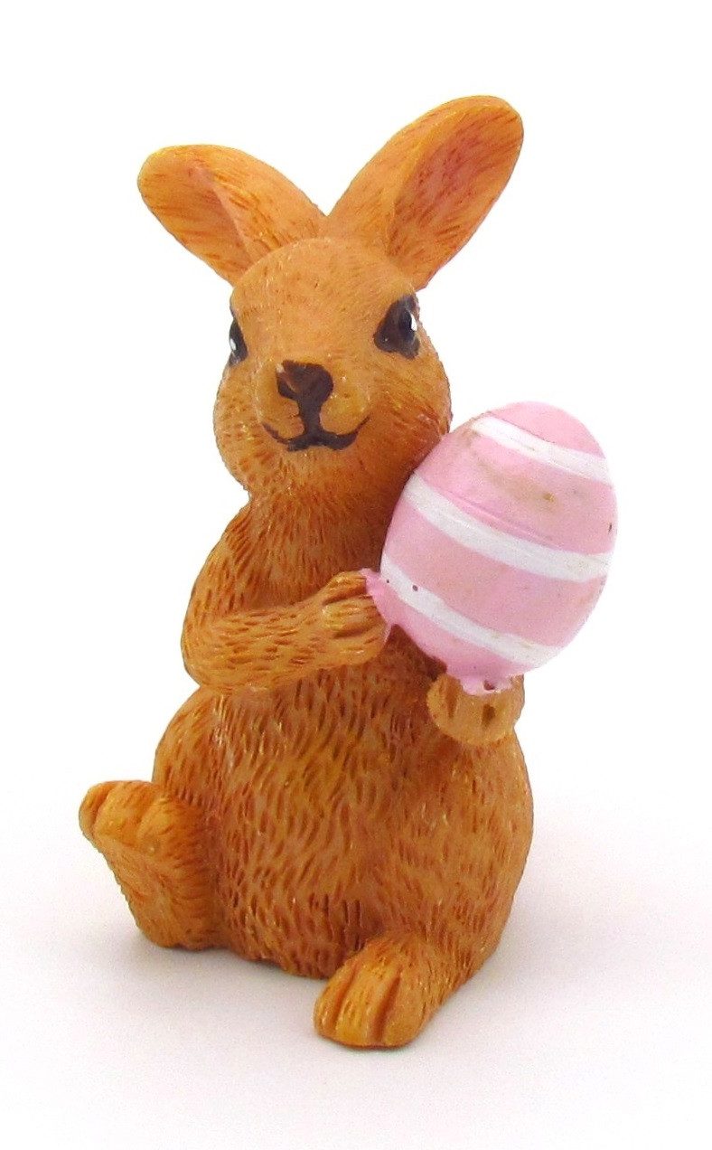 steinwohn Osterfigur 2er Set Osterhasen mit farbigem Ei Dekofiguren 7,5 x 6,7 x 4,7cm, Osterdekoration aus feinstem Kunstharz für Innen und Außen