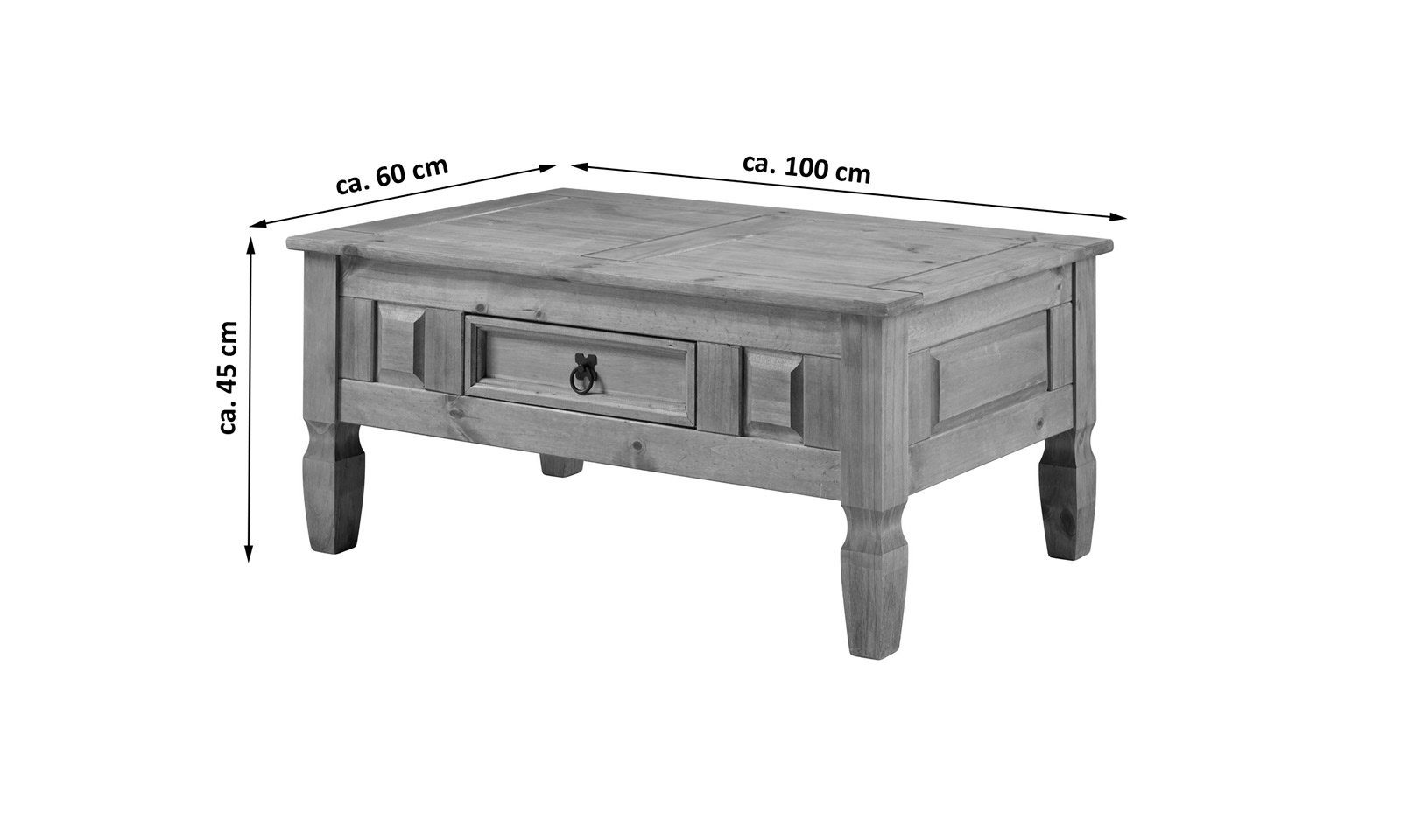 SAM® Couchtisch Torreon, massives Kiefernholz, mit Schublade, im Mexico-Sty günstig online kaufen