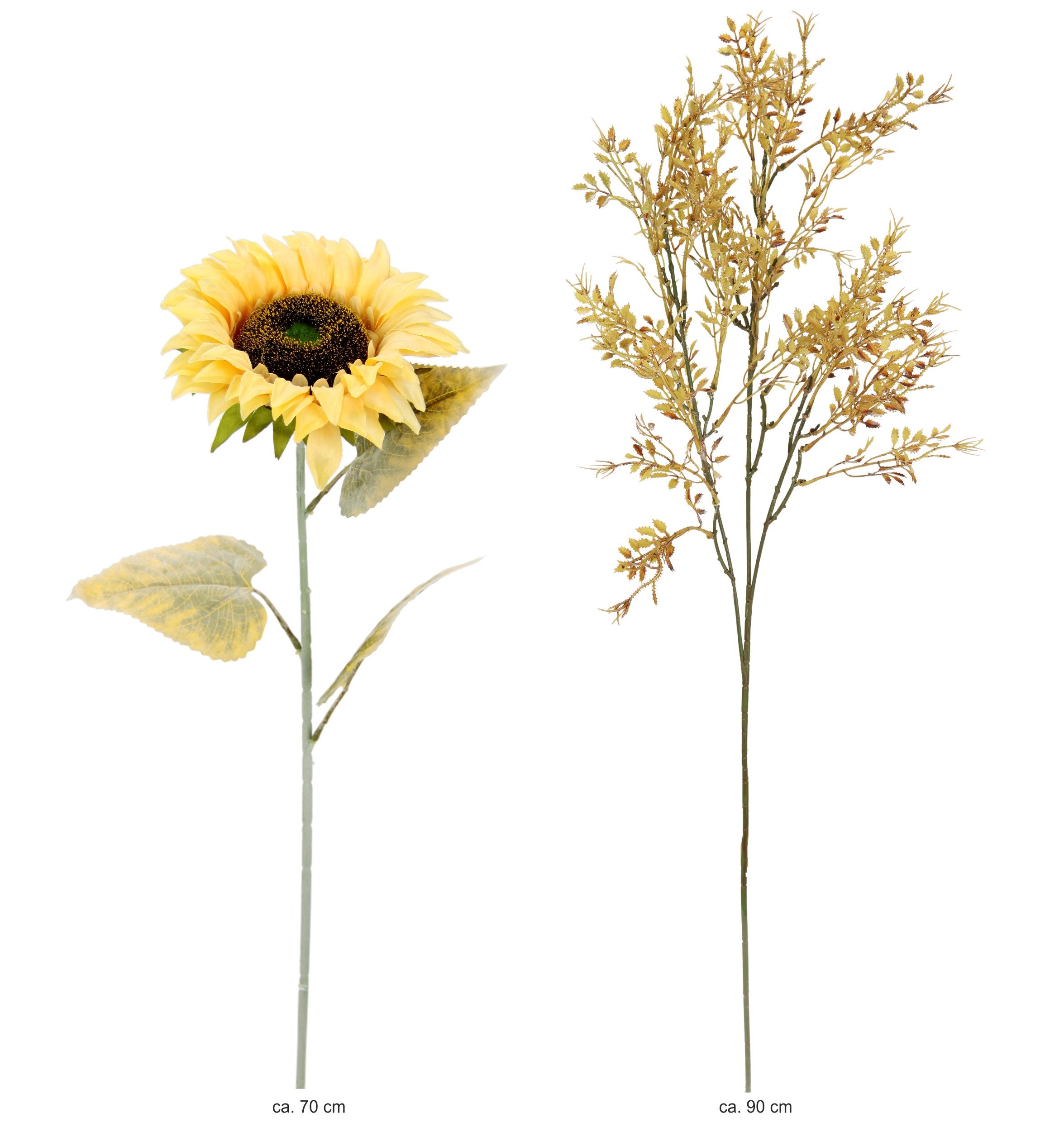 Kunstblumenstrauß Kunstblumen Set Sonnenblume, I.GE.A., Höhe 70 cm, Mit Dekozweig 70cm Blumenarrangement Sonnenblumenzweig künstlich Deko – Bild 2 von 3
