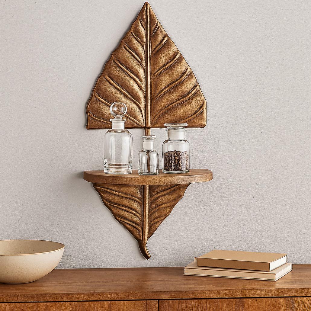 Kobolo Regal Wandregal Hängeregal Blatt ELENA mit Ablage, Stück 1-tlg., 26L günstig online kaufen