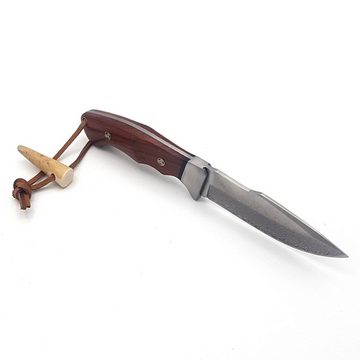 Parforce Universalmesser Damastmesser Rotmilan mit Lederscheide, Spear-Point-Klinge