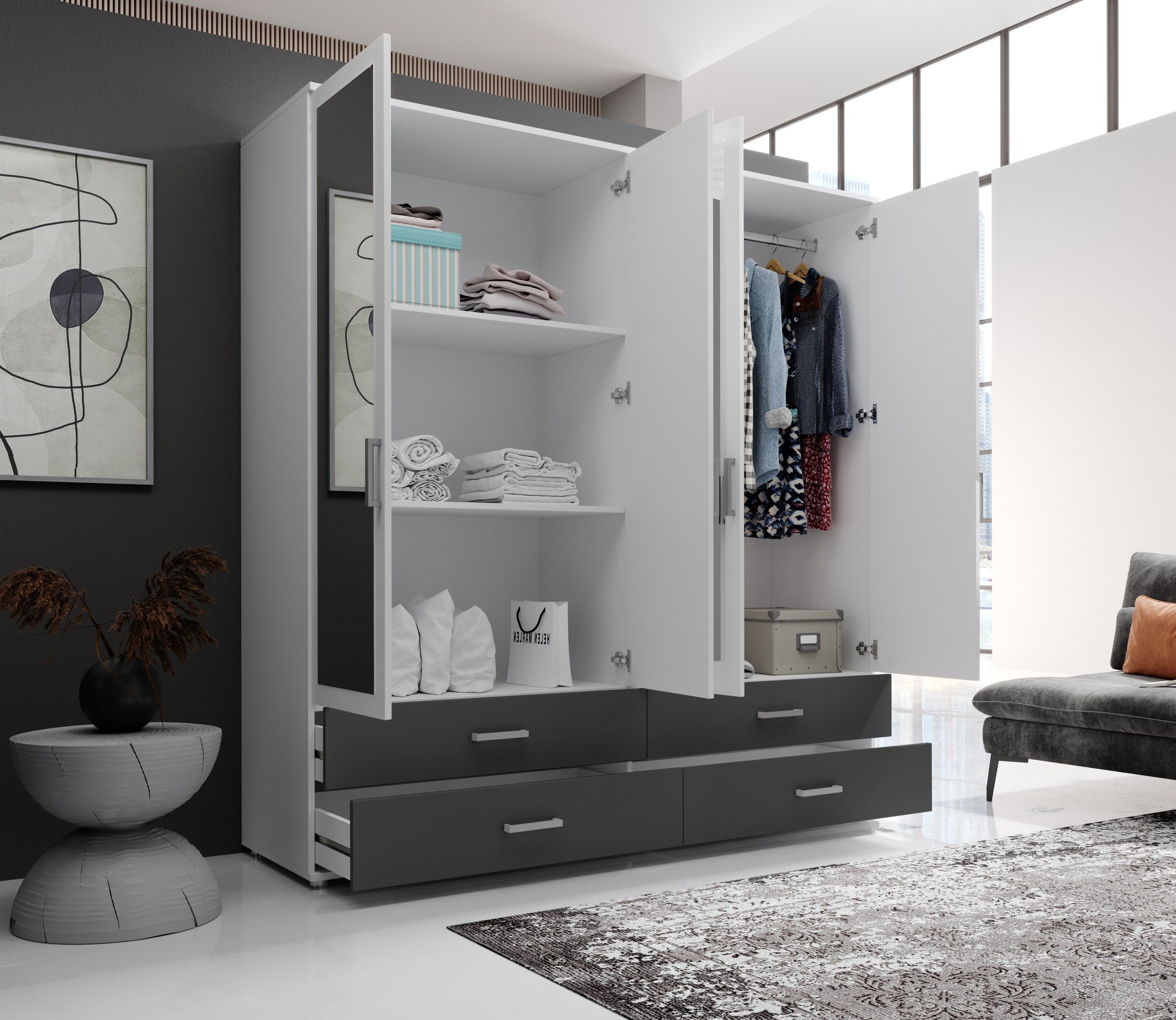 Pol-Power Kleiderschrank 180 x 190 x 51 cm (B/H/T)