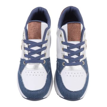 Ital-Design Damen Low-Top Freizeit Sneaker (86188224) Keilabsatz/Wedge Sneakers Low in Blau