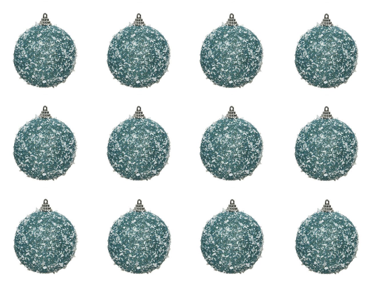 Kaemingk Weihnachtsbaumkugel, Weihnachtskugeln Kunststoff mit Glitzer 8cm dämmerungsblau, 12er Set