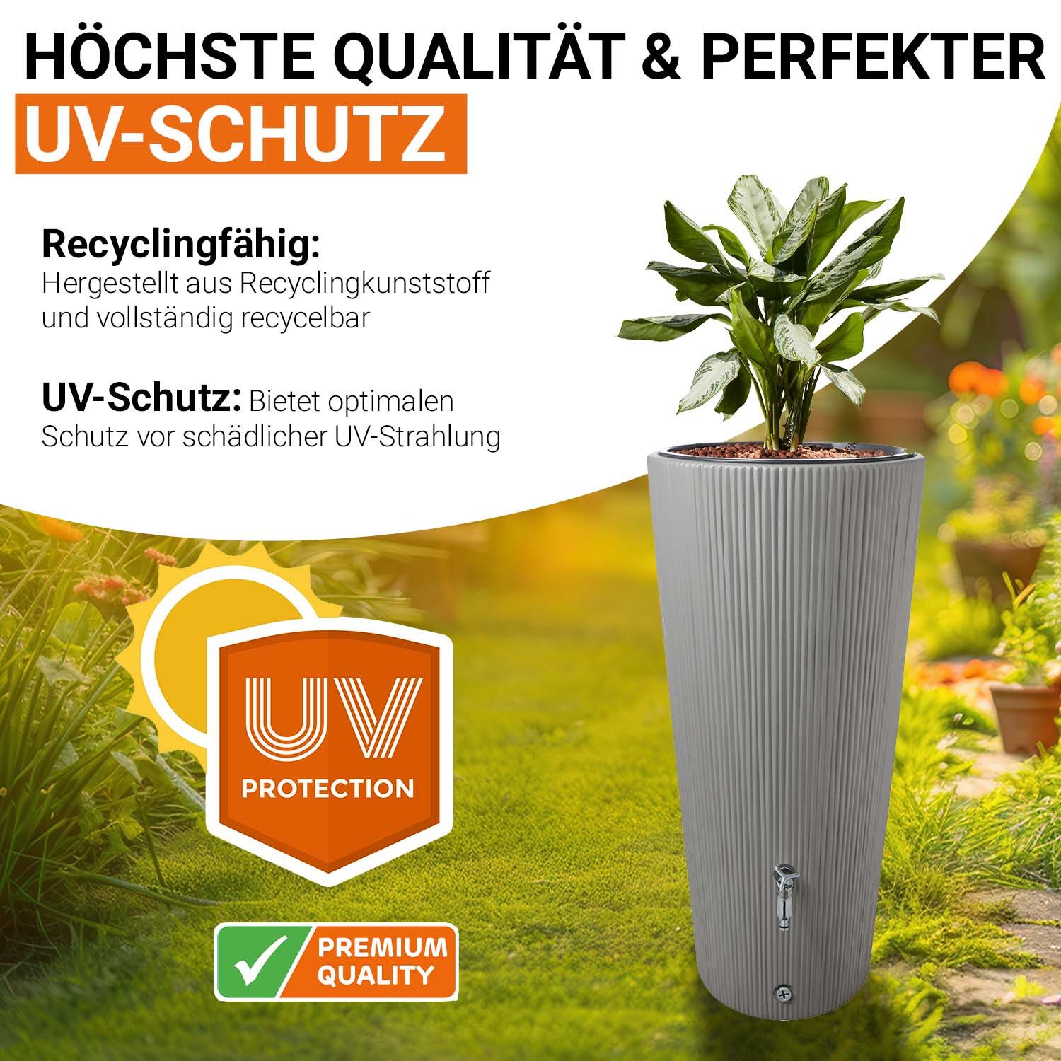 GARANTIA Regentonne LINUS 2in1 Regentonne 220 Liter zinkgrau inkl. Pflanzschale, 220 l