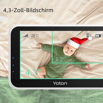 Yoton Video-Babyphone Babyphone mit Kamera, 4,3-Zoll-LCD, 1500mAh, set, Nachtsicht, Zwei-Wege-Audio, Temperaturanzeige