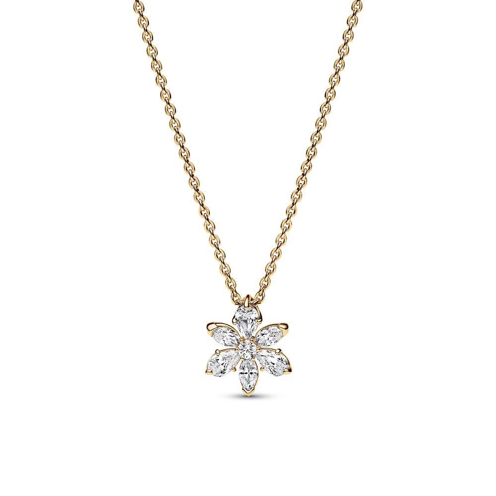 Edelstahlkette Damenkette Herbarium Cluster mit Zirkonia PANDORA Moments, gold
