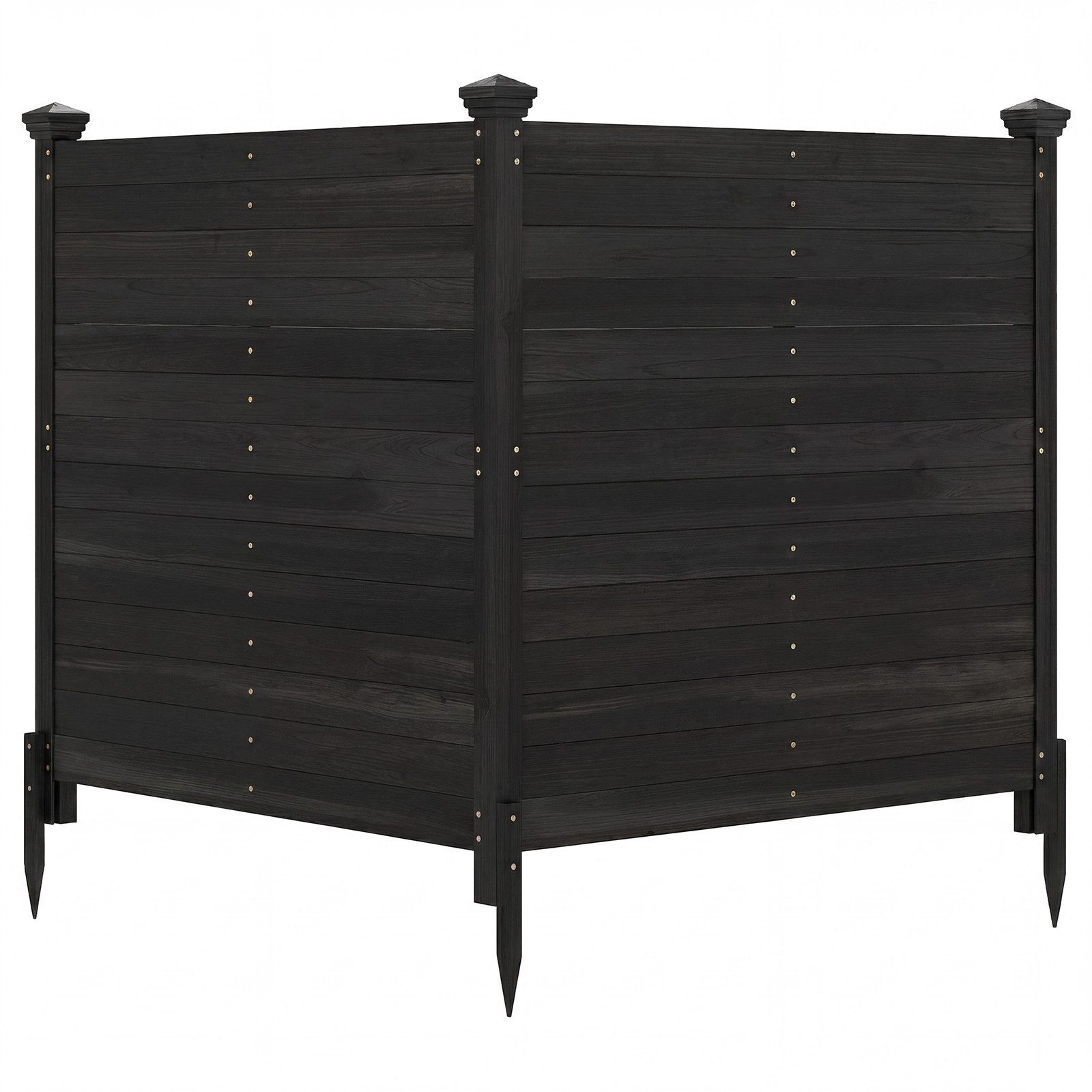 COSTWAY Gartenzaun, (2-St), dekorativer Sichtschutzzaun, Zaun mit 3 Pfosten