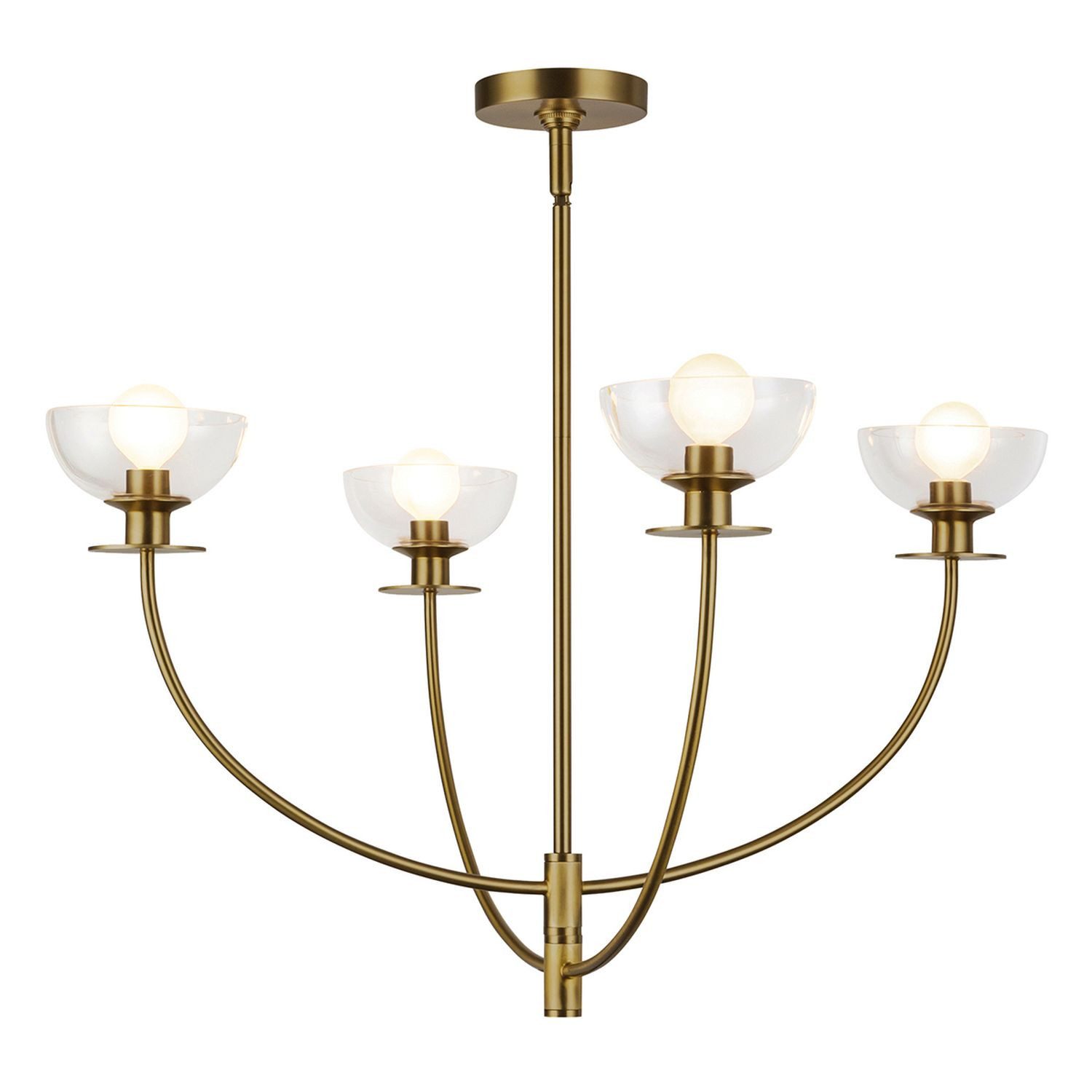 Licht-Erlebnisse Kronleuchter SOREN, ohne Leuchtmittel, Glas Metall H: max. 129,4 cm B: 67,3 cm in Gold gebürstet E14 Modern