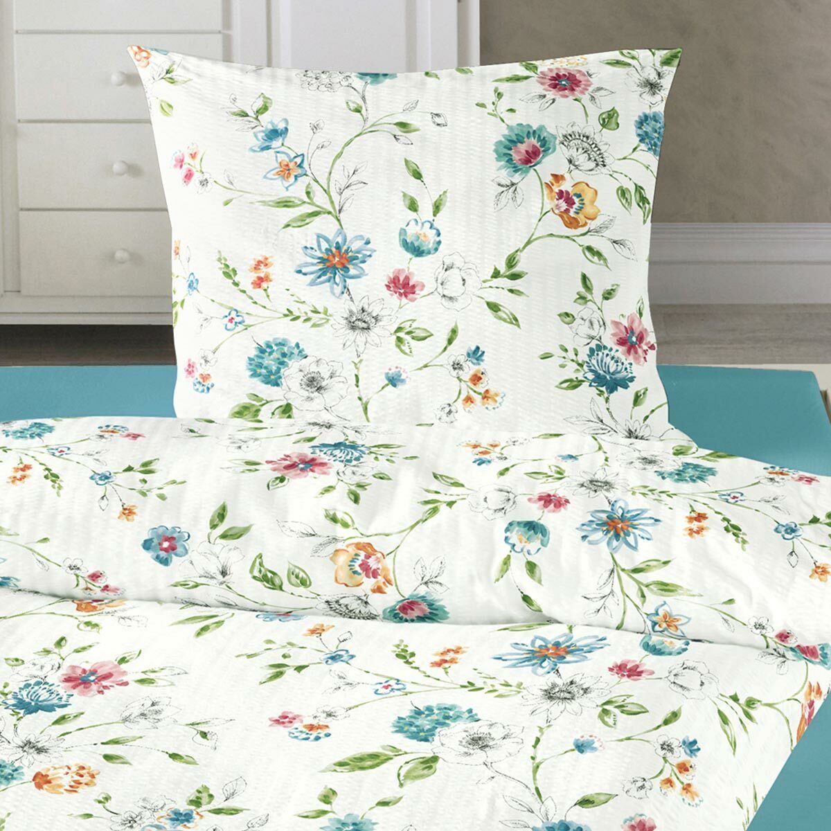 TRAUMSCHLAF Bettwäsche Blumengirlande, Seersucker, 2 teilig, bügelfreier Se günstig online kaufen