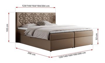 MKS MÖBEL Boxspringbett LEILA, Doppelbett mit Multipocket - Matratze und Topper - Modern Bett