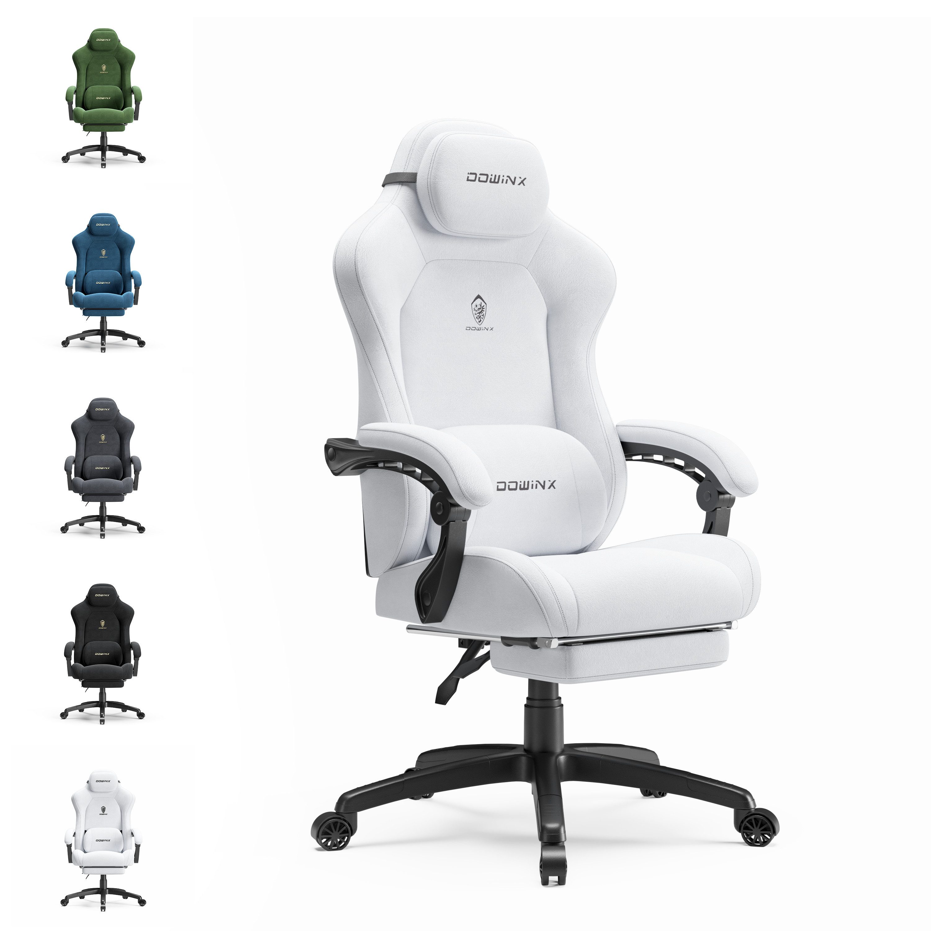 Dowinx Gaming-Stuhl Atmungsaktiver und Ergonomischer Bürostuhl aus Mikrofaser-Velours (Packung), Weiches Sitzgefühl, Verstellbarer Schreibtischstuhl mit Fußstütze