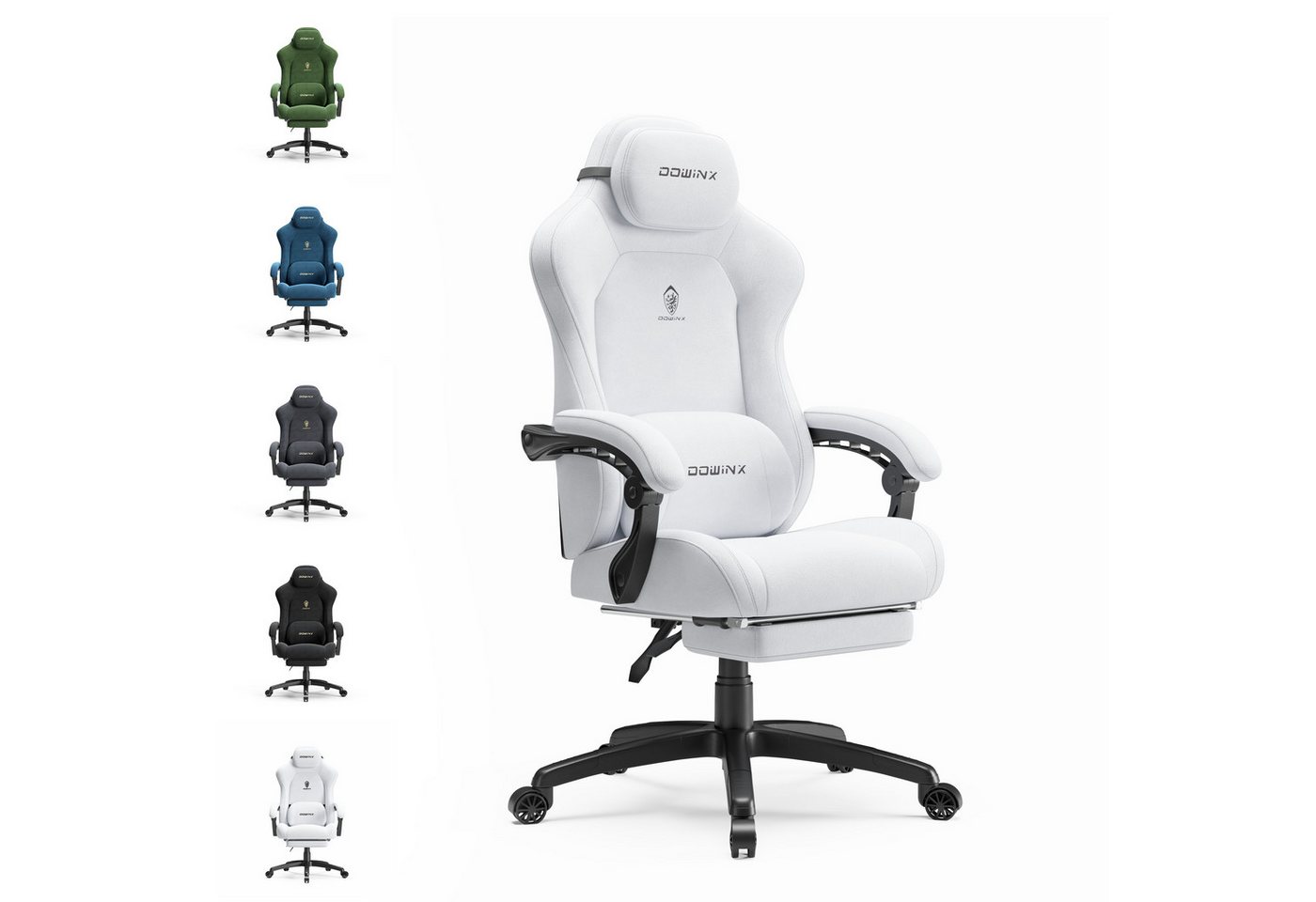 Dowinx Gaming-Stuhl Atmungsaktiver und Ergonomischer Bürostuhl aus Mikrofaser-Velours (Packung), Weiches Sitzgefühl, Verstellbarer Schreibtischstuhl mit Fußstütze