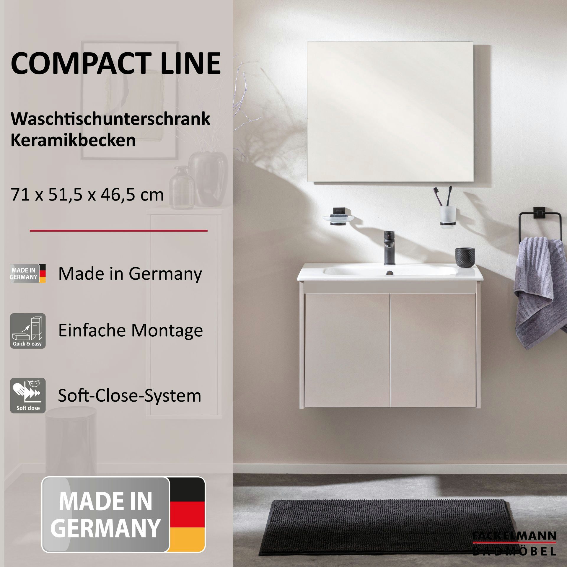 FACKELMANN Badmöbel-Set COMPACT LINE Waschbeckenunterschrank, Keramik günstig online kaufen