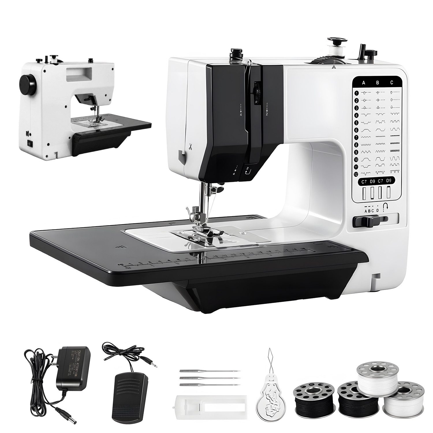 AKKEE Nähmaschine Haushaltsnähmaschine Multifunktionale Mini-Handnähmaschine, 38 Nähmodi