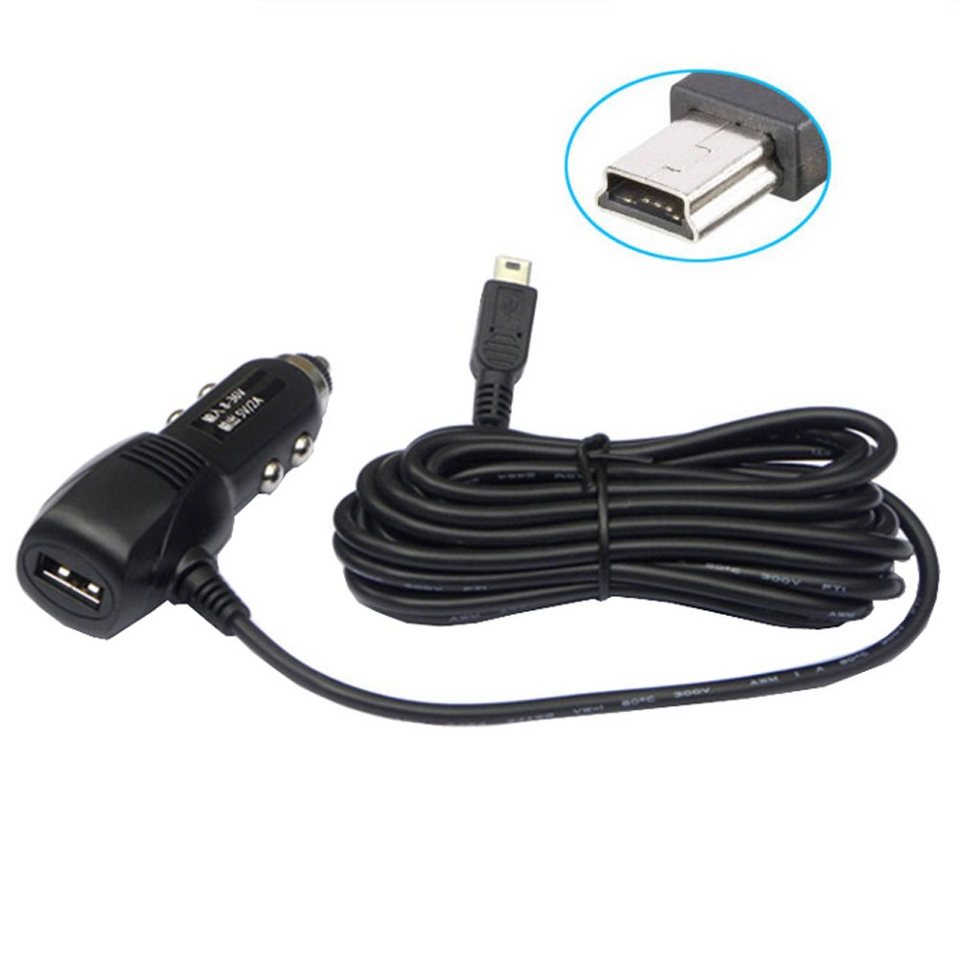 Bolwins G64C 3,5m KFZ Auto Ladegerät Adapter Kabel USB + mini USB 5pin GPS  Autoladekabel