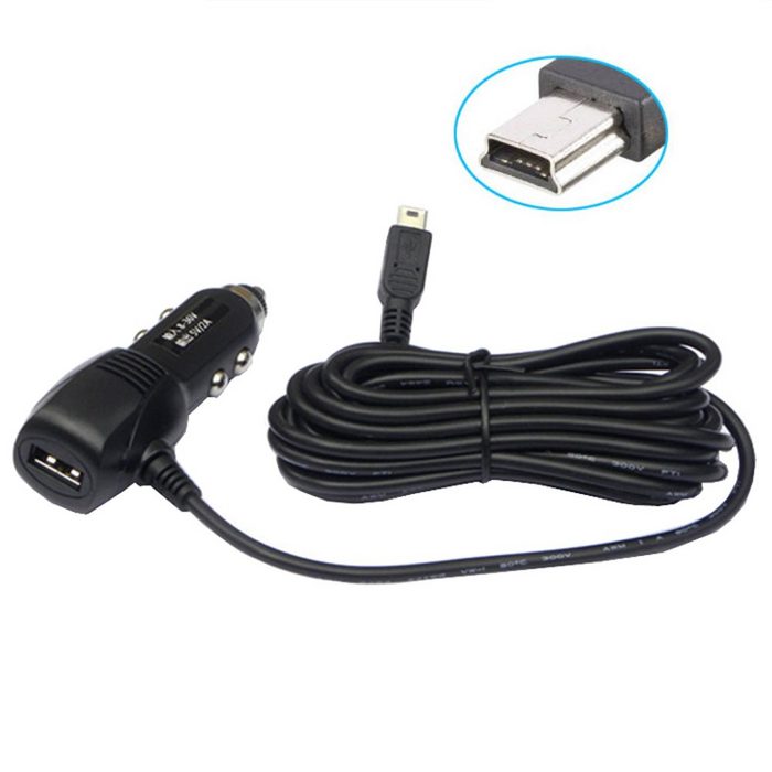 Bolwins G64C 3 5m KFZ Auto Ladegerät Adapter Kabel USB + mini USB 5pin GPS Autoladekabel