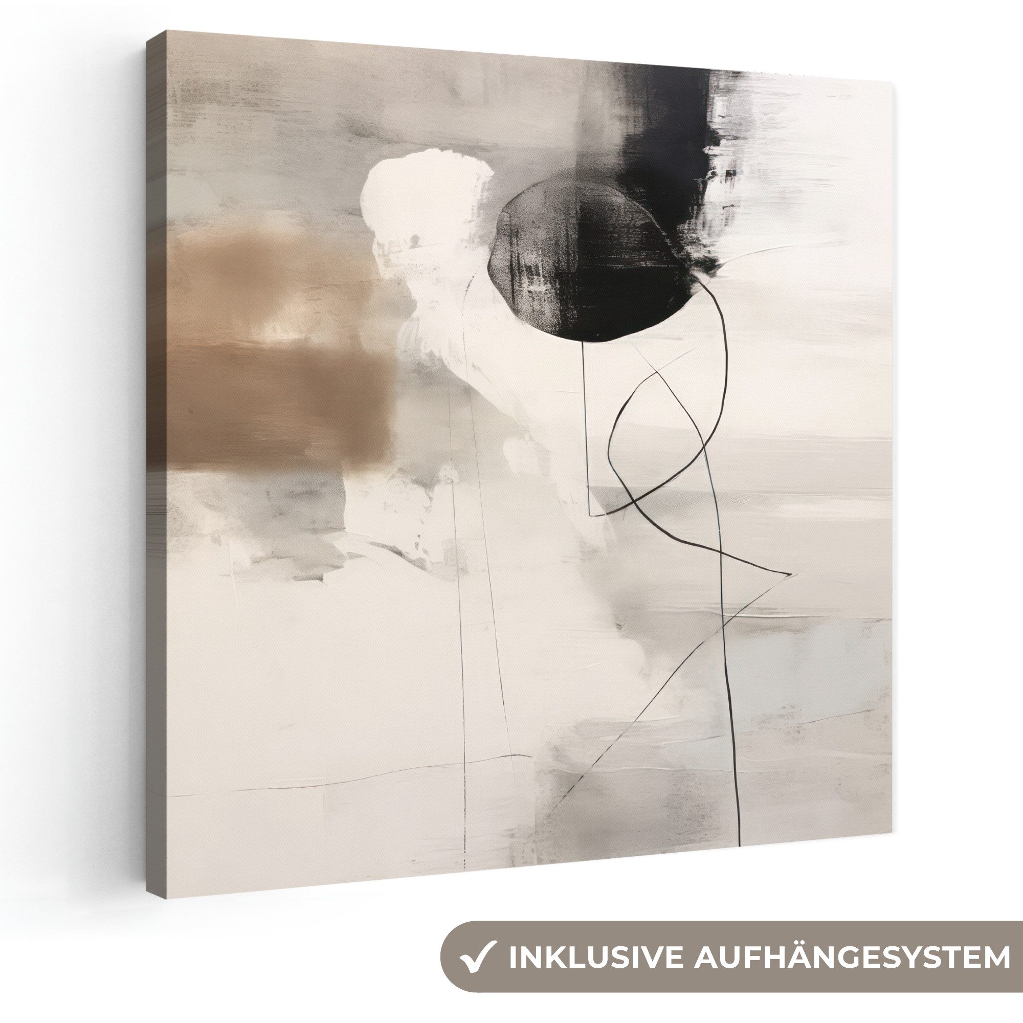 OneMillionCanvasses® Leinwandbild Abstrakte Kunst - Grau - Industriell, Fotodruck (1 St), Wandbild, Deko Schlafzimmer Wohnzimmer Flur 20x20 cm