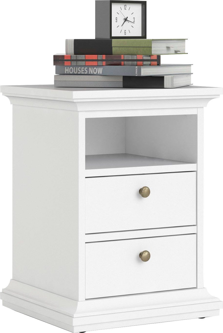 Home affaire Nachttisch Paris Nachttisch im klassischen Landhausstil mit Schublade, mit 2 Schubladen und 1 offenen Fach, Breite 44 cm, Höhe 59 cm – Bild 4 von 5