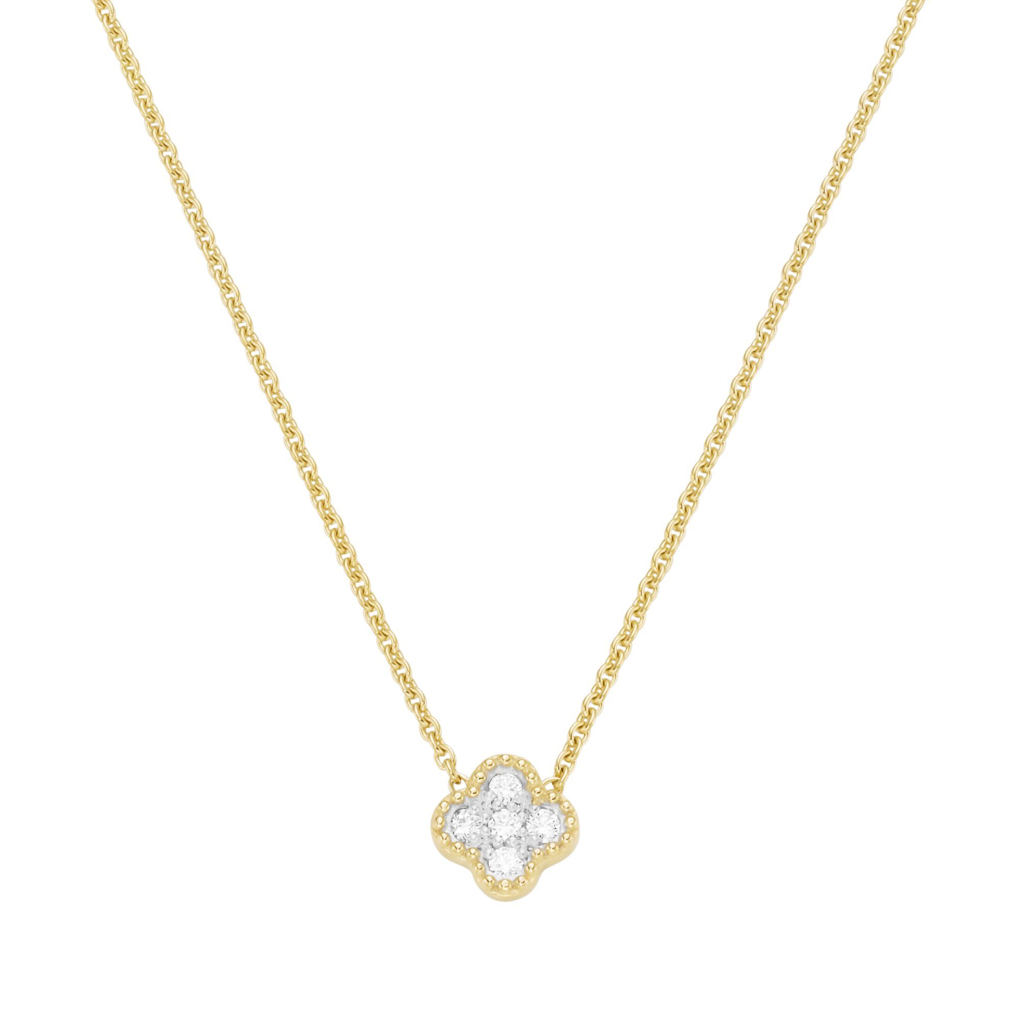 funkelnden Collier mit Brillanten, Merano 585 Gold Mittelteil Blüte, Luigi