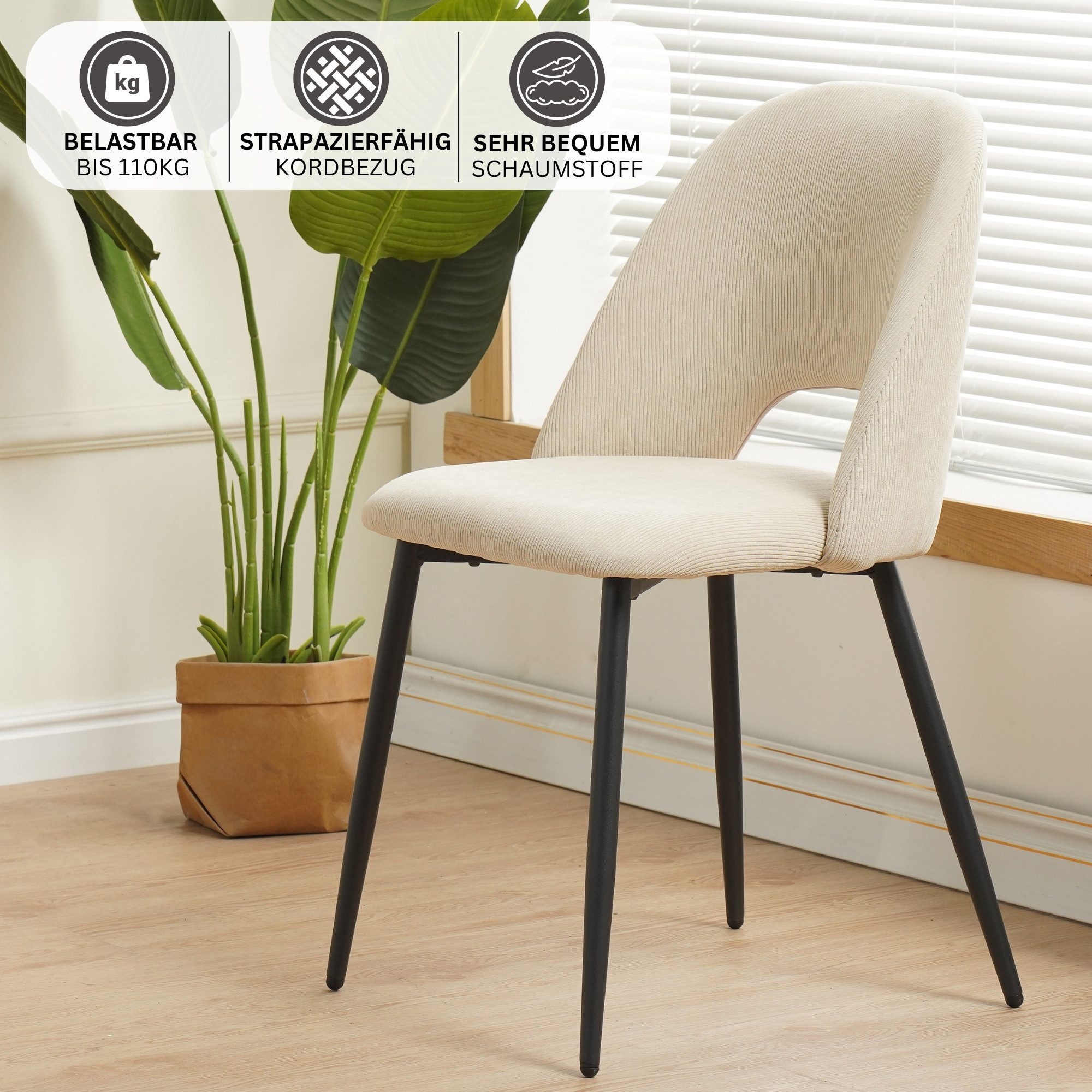 Albatros International Esszimmerstuhl Esszimmerstuhl SILVI Cord 2er Set Bei günstig online kaufen