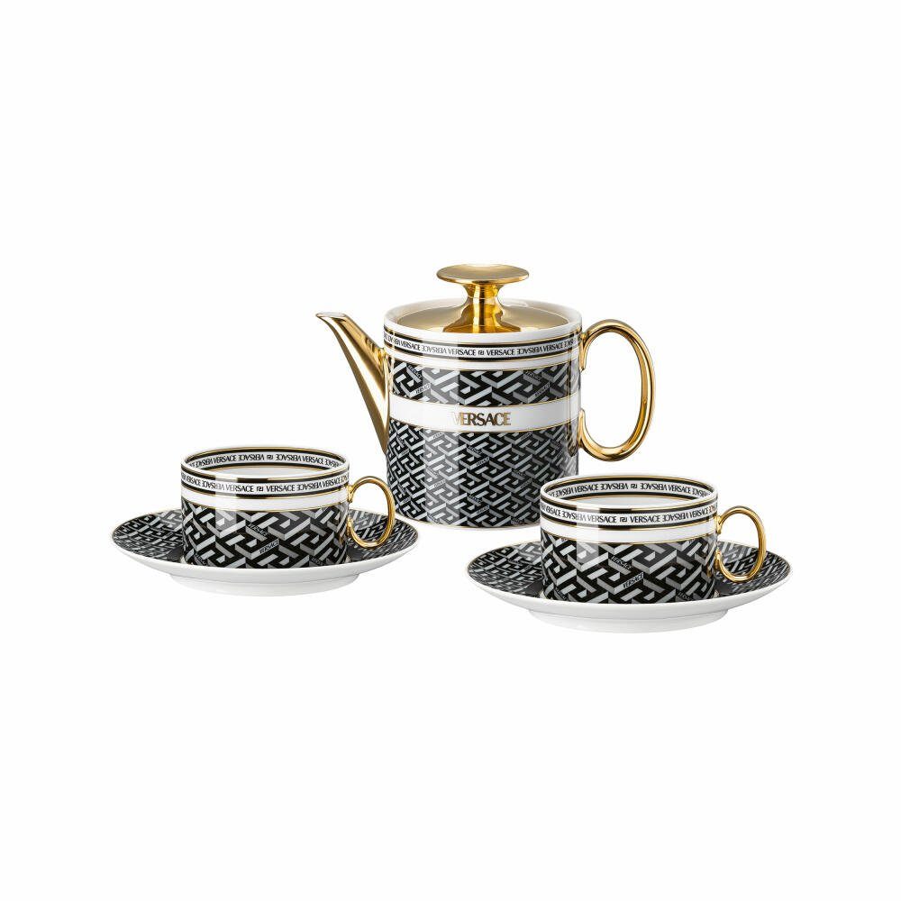 Rosenthal meets Versace Teekanne Set Tea for 2 La Greca Signature Black, (Set, 5-St)
