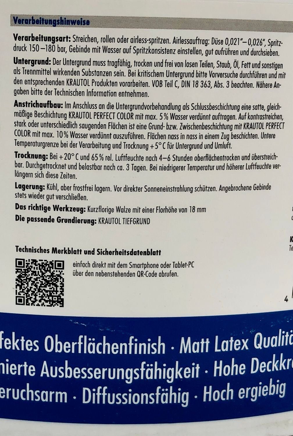 Anstrich Innenfarbe 3 l Basis Color 4,7 Vollton- Krautol Mix Krautol weiß und Perfect Abtönfarbe Besch