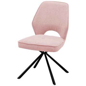Lomadox Polsterstuhl AMSTERDAM-119, Esszimmerstuhl Stuhl Esszimmer rosa Gestell drehbar schwarz 48x89x60cm