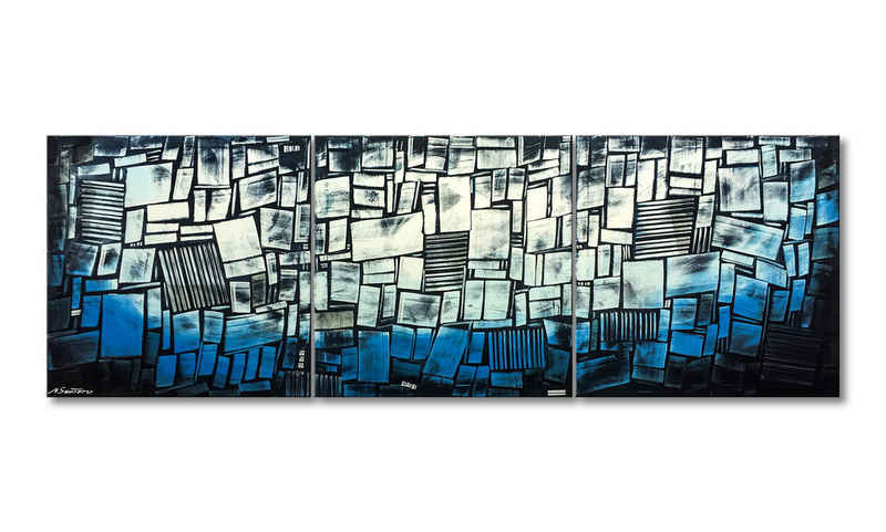 WandbilderXXL XXL-Wandbild Abstract Ice 240 x 80 cm, Abstraktes Gemälde, handgemaltes Unikat